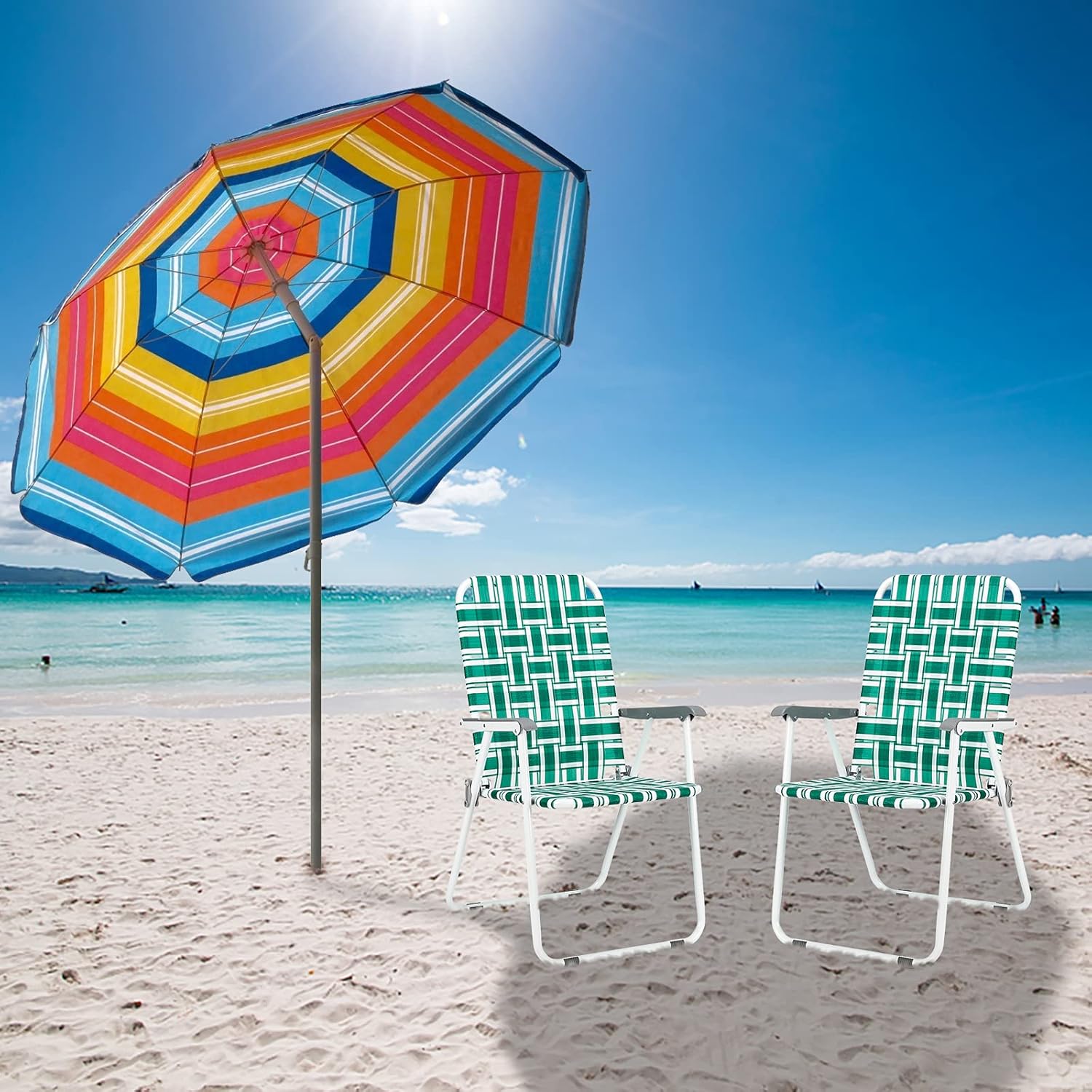 Patio Folding Web Chair Set,2 Pack Webbed Folding Chair Portable Lightweight Outdoor Folding Beach Chairs for Patio, Garden, Bay, Yard, Lawn.