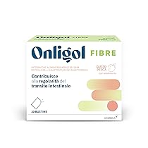 Onligol Fibre, integratore di fibra di Psyllium e Alfa e Beta Galattosidasi, aiuta a regolarizzare le funzioni intestinali e ritrovare sollievo, Prugna, 20 Buste da sciogliere gusto Pesca