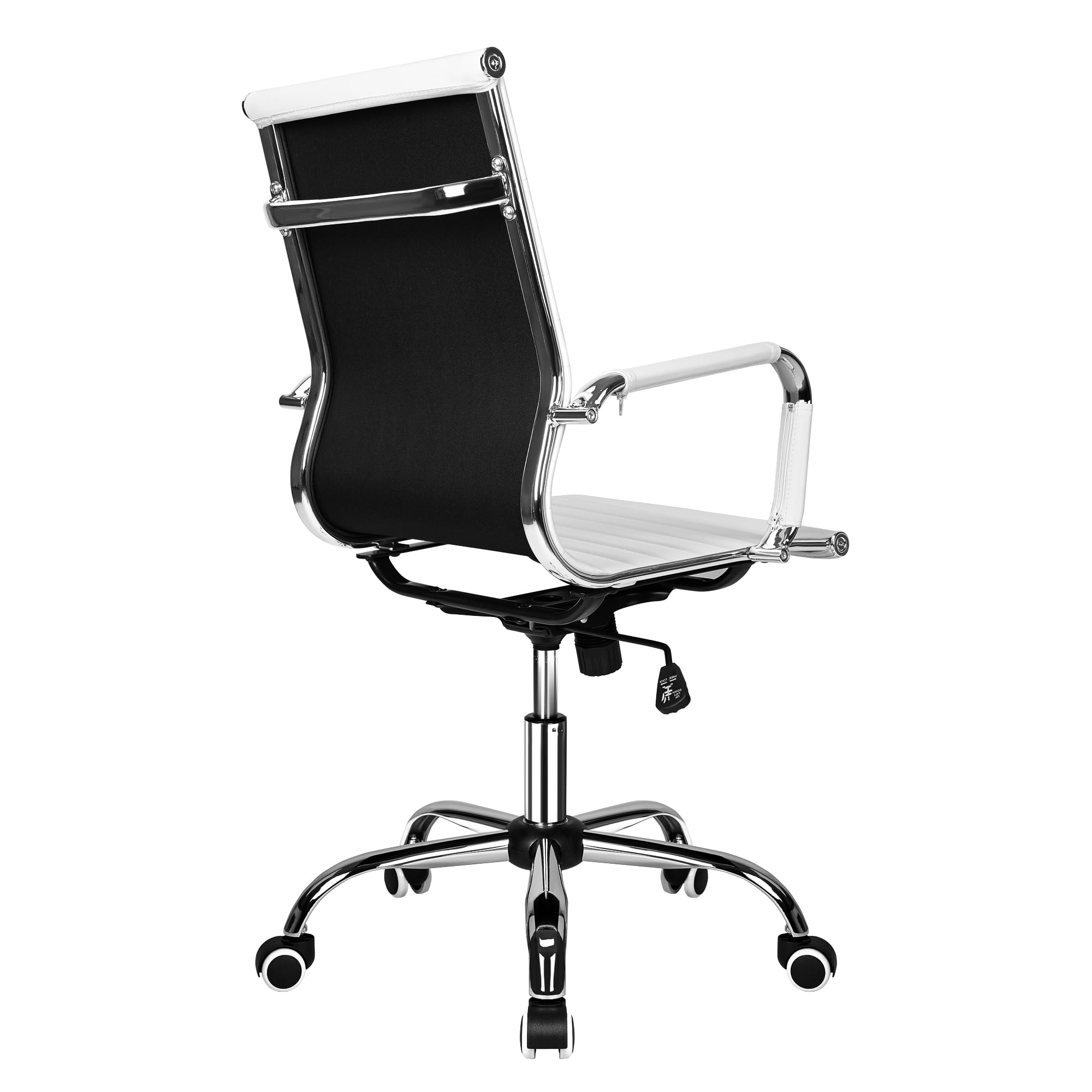 T-LOVENDO.ES Silla de Oficina o escritorio Blanca de Diseño Moderno y elegante - Ergonomica y Reclinable - de Piel Cuero Sintetico. Ideal Sala de reuniones