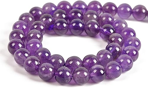 Miniatura 2 de Nancybeads 45 cuentas redondas sueltas de amatista natural de 0.315 pulgadas (0.315 in), para fabricación de joyas, 15.5 pulgadas, 1 hebra (amatista