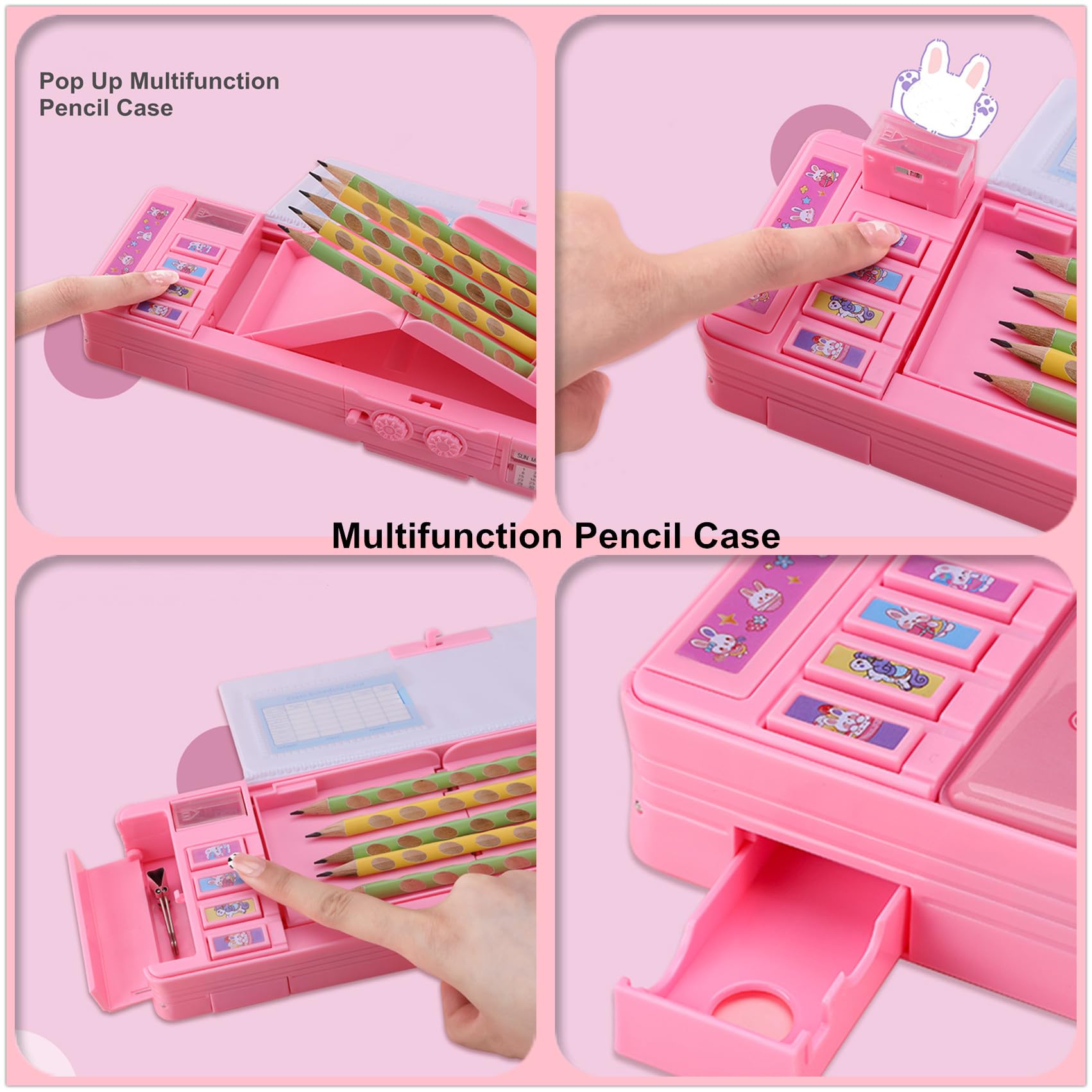 ASMANNA Pop up Multifunction Pencil Case for Kids kawaii Pen Box Bag Pencil  Holder for School Students Cute Pencil box for Girls and Boys with