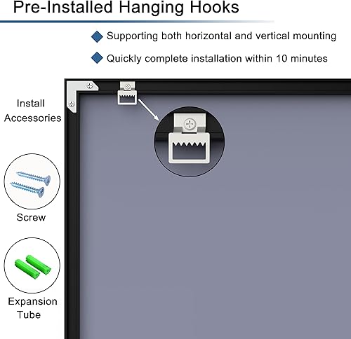 Miniatura 5 de ANYHI Espejo LED de tocador de baño, 48 x 24 pulgadas, espejo de baño con 3 luces de color, espejo de maquillaje antiempañamiento impermeable,