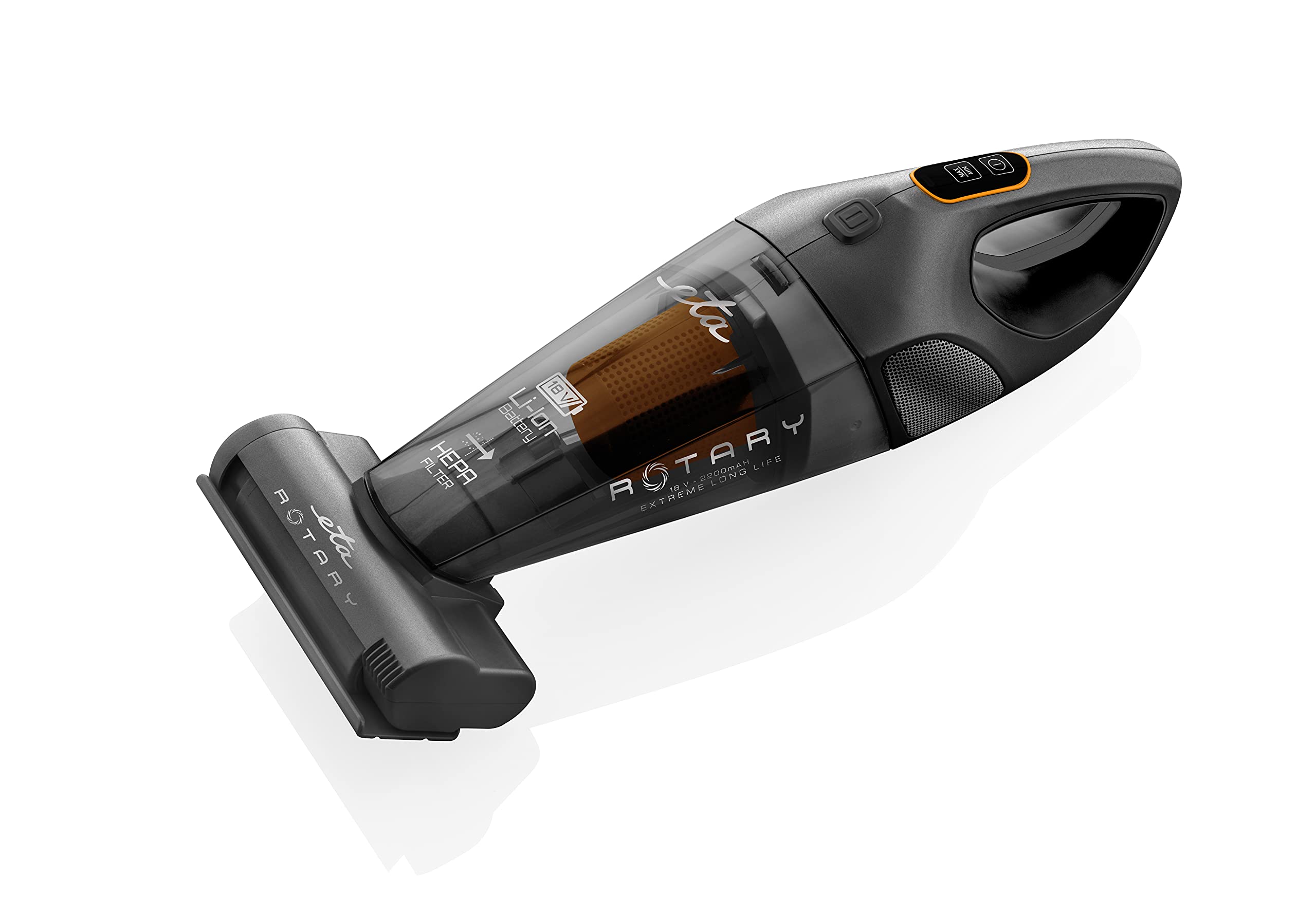 ETA Aspirapolvere manuale Rotary con spazzola rotante elettrica – batteria agli ioni di litio 18 V, filtro HEPA, grigio