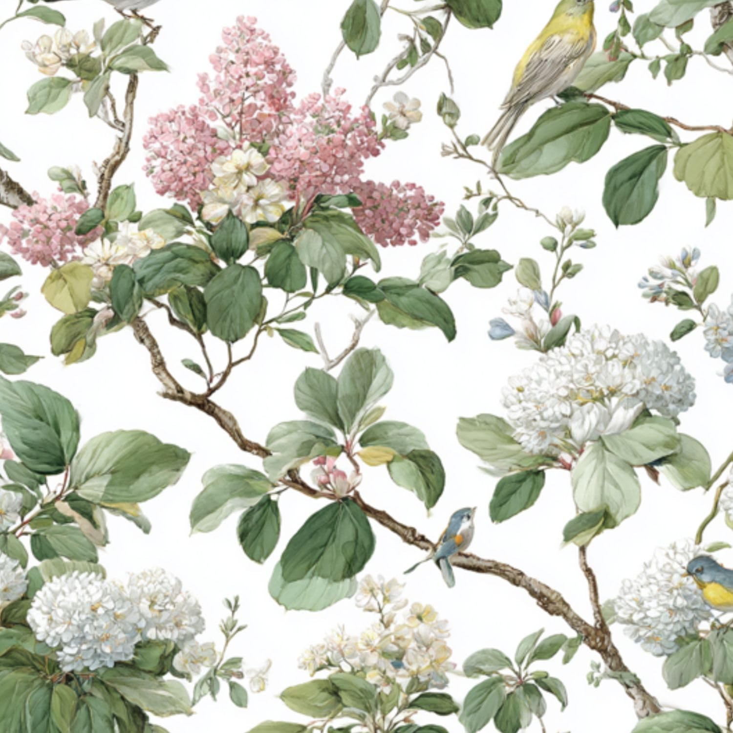 DERUINVAIO Self Adhesive Feature Removable Soft Pastel Cottage Garden Peel and Stick Vinyl Wallpaper Roll, Sticky Lining Paper for Bedroom, Living Room, Kitchen Walls