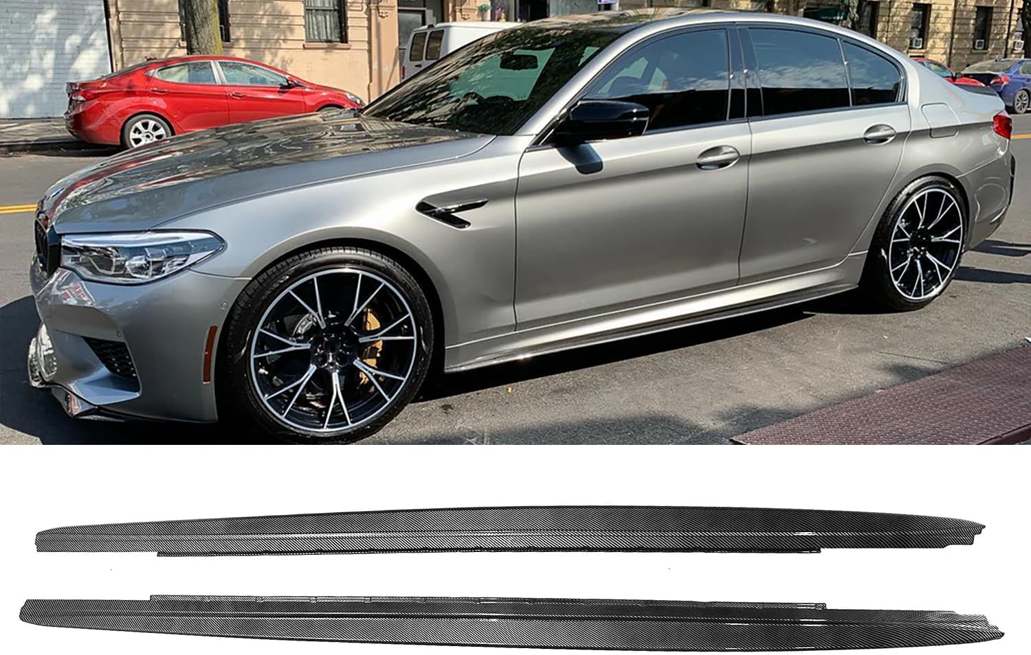 Carbon Fiber Side Skirts Compatible with 2017-2023 5 Series G30 G31 F90 M5, Rocker Panels Body Kit Side Extension Splitter