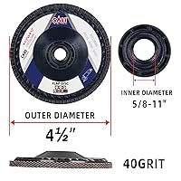 Vista 2 de Sali Paquete de 10 discos de aleta de grano 40 de 4.5 pulgadas x 5/8-11, disco de lijado tipo bisel #27, amoladora angular de grado premium e