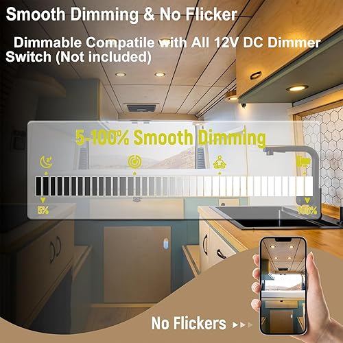 Miniatura 2 de Lámpara LED de techo interior de caravana, kit de luces empotradas para gabinete de cámper, lámpara empotrada de 2.75 pulgadas, 12 V, 3 W,