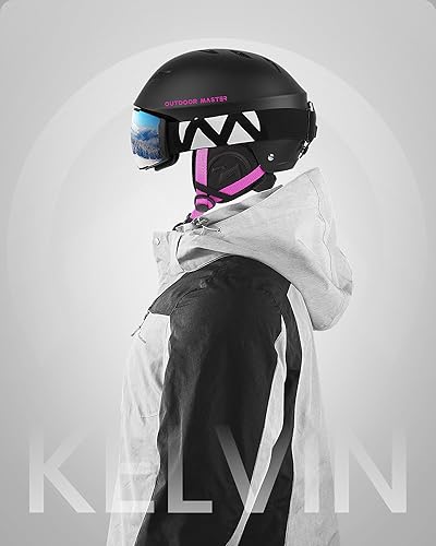 Vista 21 de OutdoorMaster Kelvin - Casco de esquí y snowboard para hombres, mujeres y jóvenes Gris