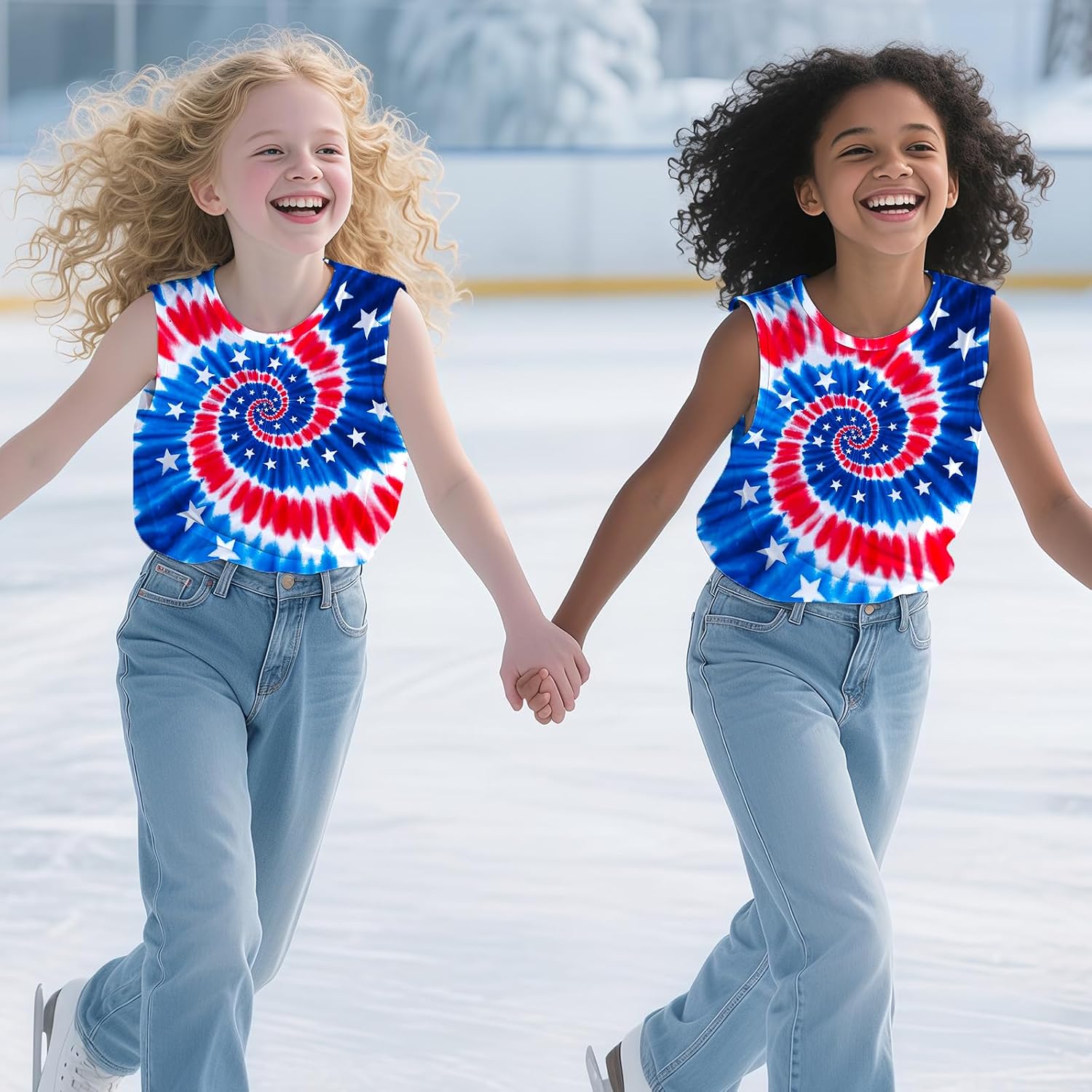 Kids Tie Dye Tank Tops for Boys Girls Sleeveless Summer Shirts Polyester Outfit Clothes Tees 6-14 Yeas