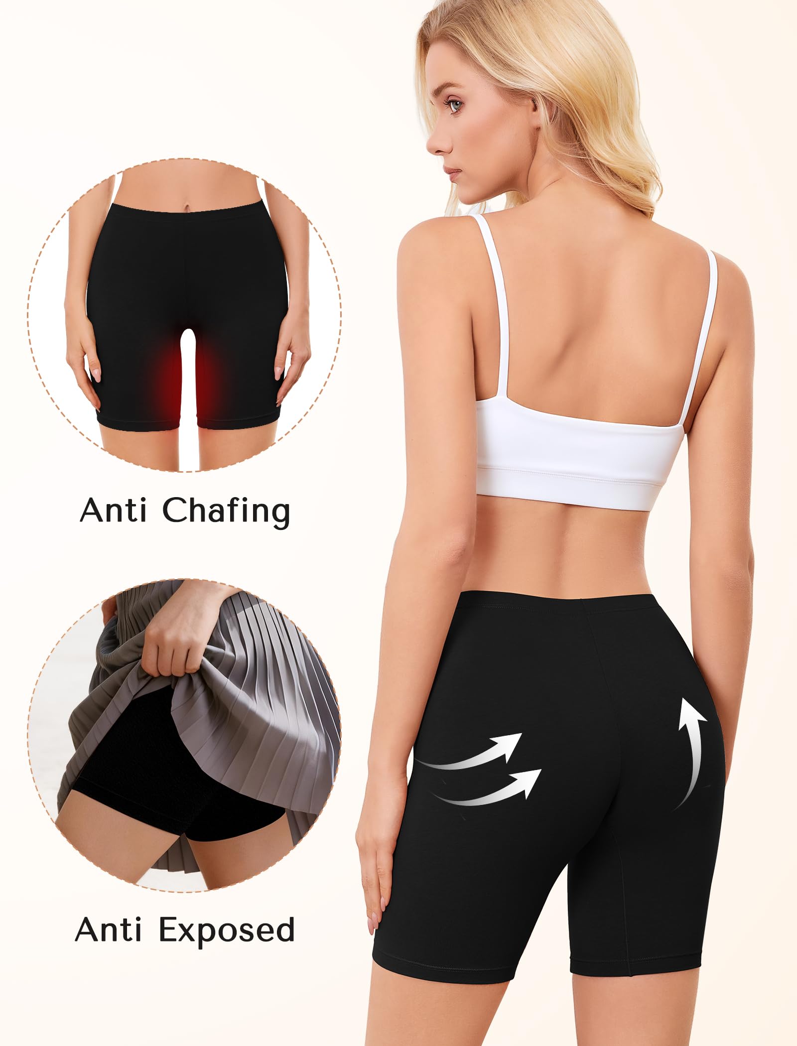 VOENXE Bragas Pantalon Mujer Algodon,Leggings Cortos Antirozaduras,Boxer para Mujer, Mallas Cortas Deporte,EláStico Shorts Debajo La Falda,Pantalones para Yoga y Ejercicio Pack de 4