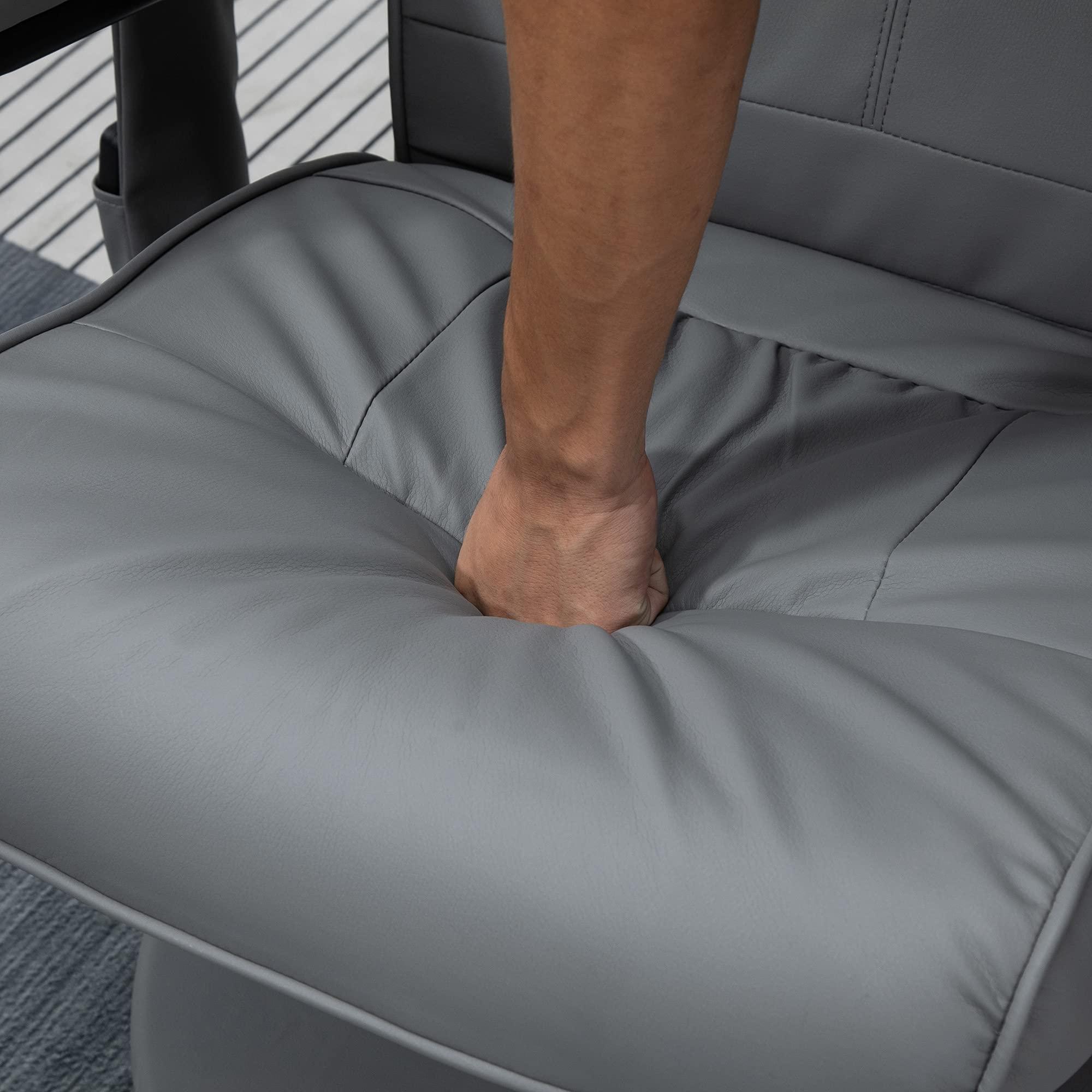 HOMCOM Sillón Relax Reclinable con Reposapiés Sillón de Masaje Eléctrico con 10 Puntos de Masaje Sillón Relax Giratorio con Mando a Distancia para Salón Oficina Gris