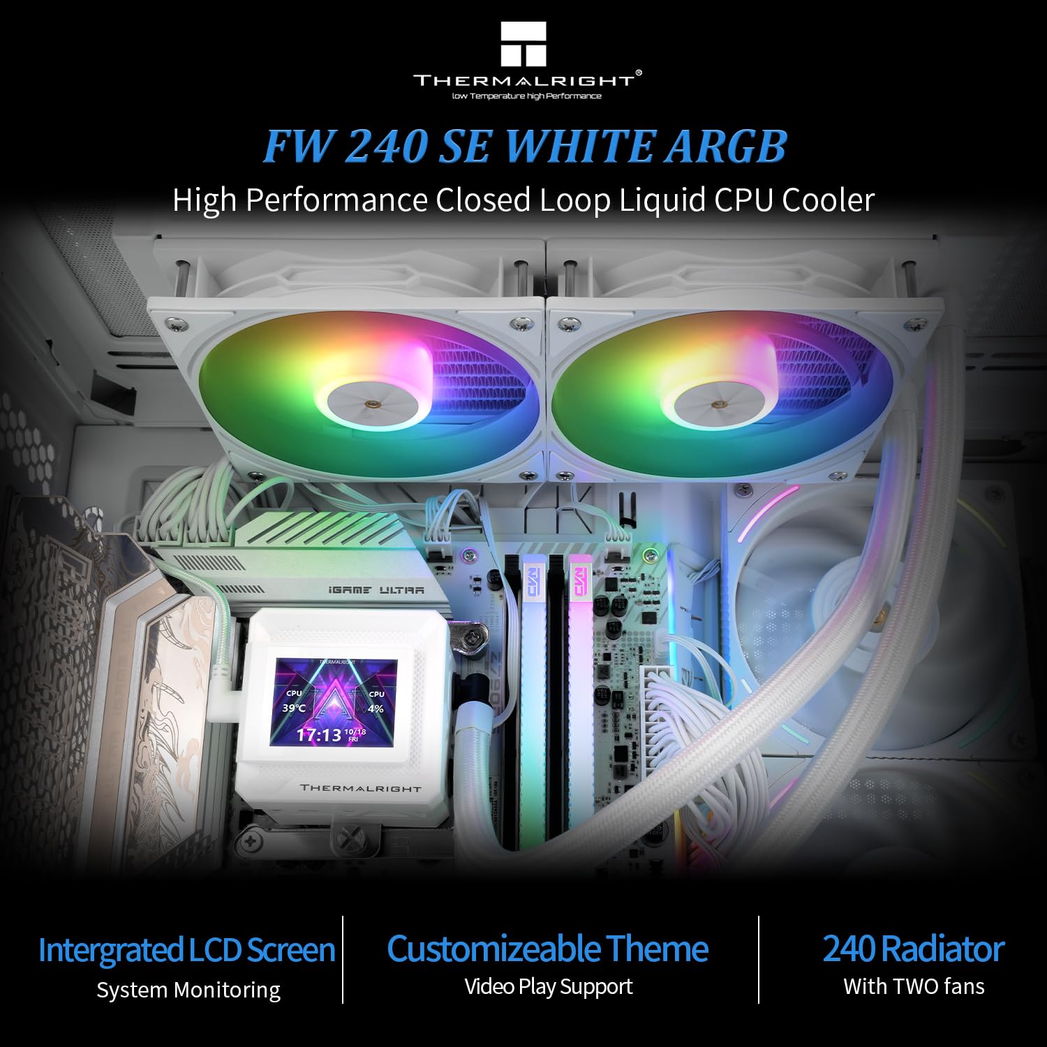 Thermalright FW SE 240 ARGB White CPU AIO Cooler,PC 240