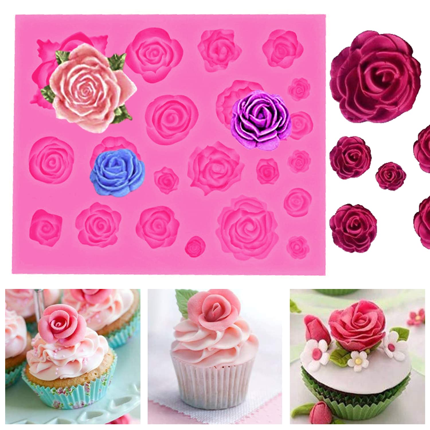 Woohome 4 Stampi In Silicone Per Succulente: Per Torte, Fondant, Cioccolato E Candele