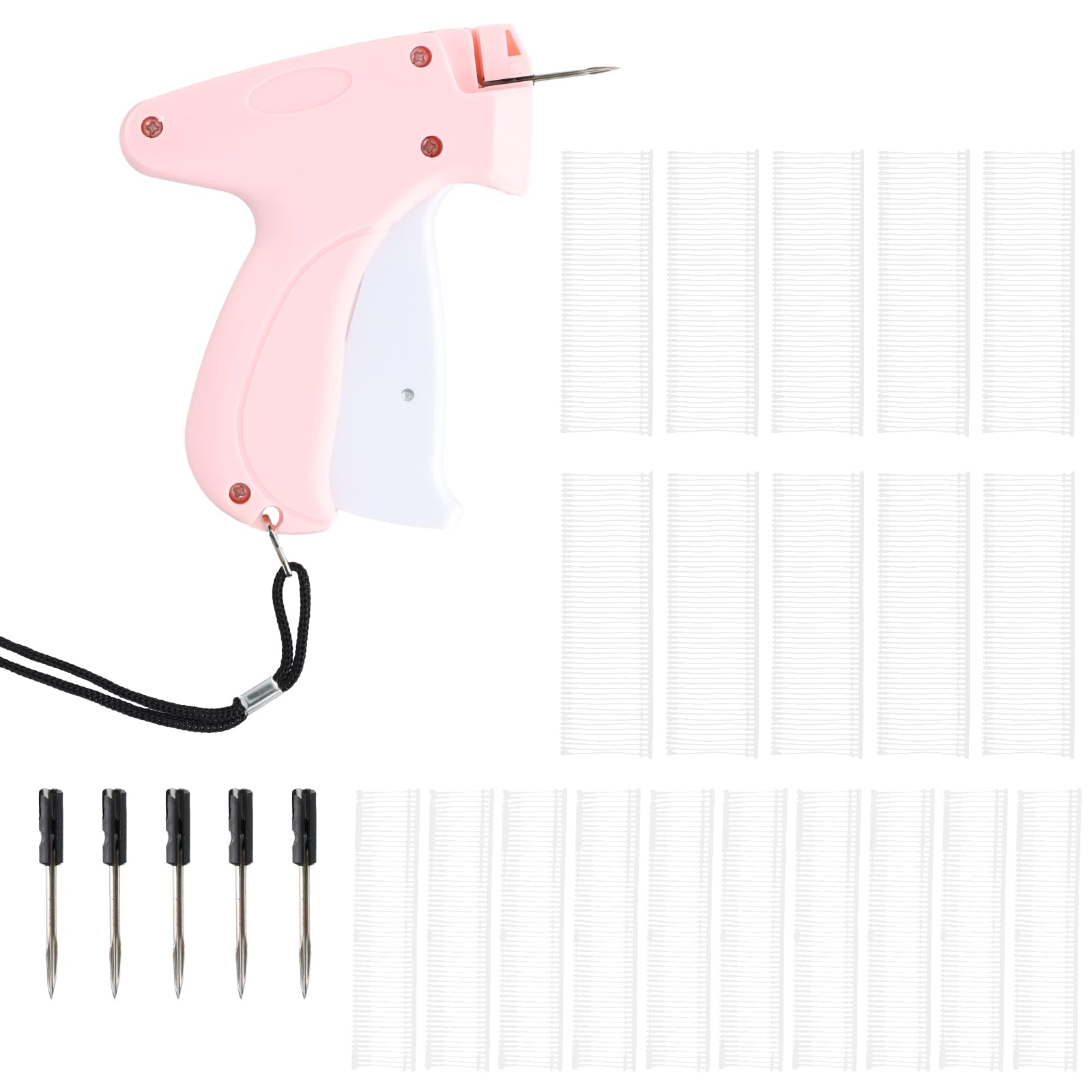 Pistolet à Étiquettes pour Vêtements Rose – Machine à Étiqueter 5 Aiguilles 1100 Épingles