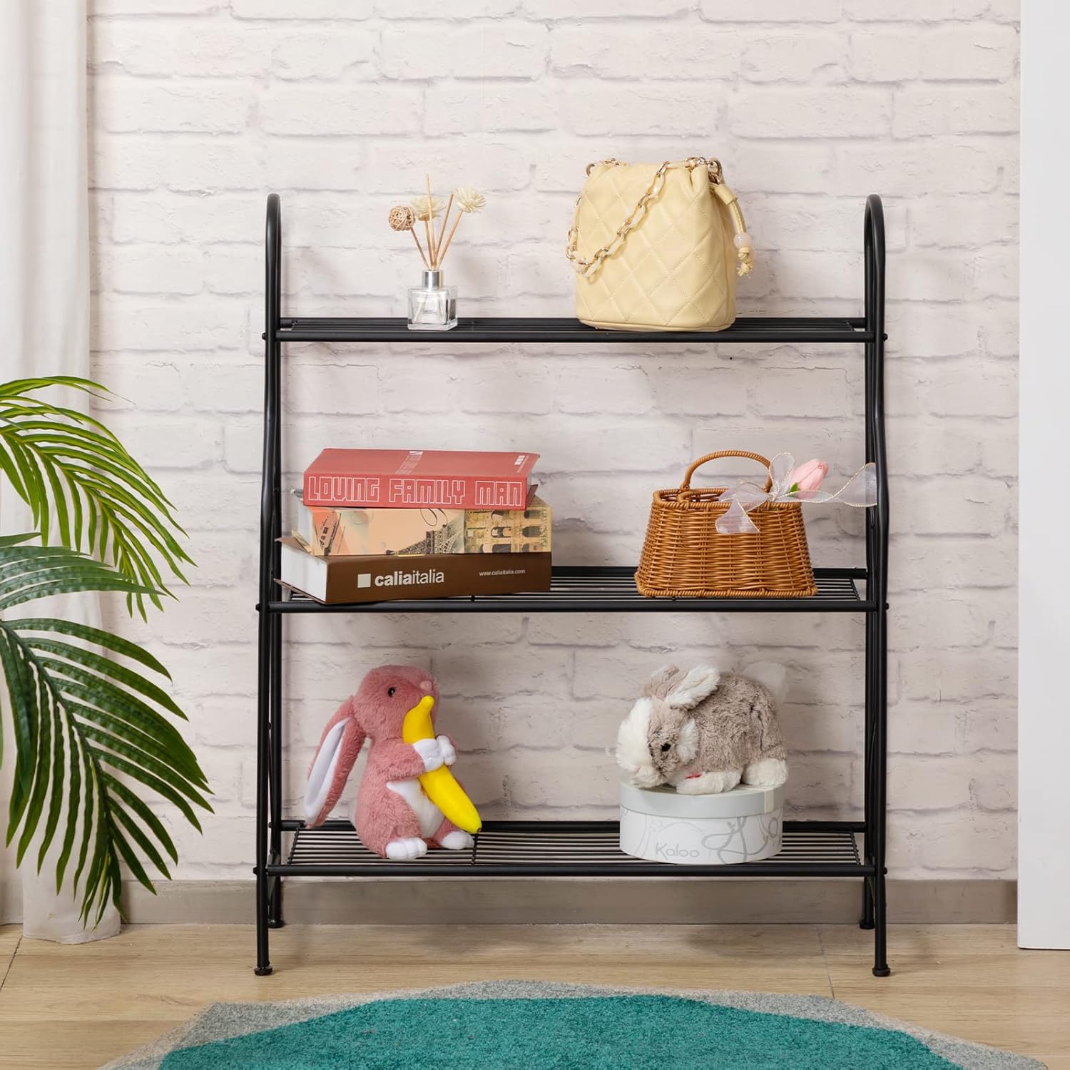 DOEWORKS 3 Tier Metal Plant Stand, Plant Display Rack,Stand Shelf, Pot Holder for Indoor Outdoor Use, Black