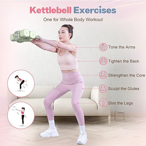 Vista 5 de Juego de 2 mancuernas ajustables 4 en 1 para mujer, con ajuste rápido, juego de pesas de mano de 2, 3, 4 y 5 libras para gimnasio en casa