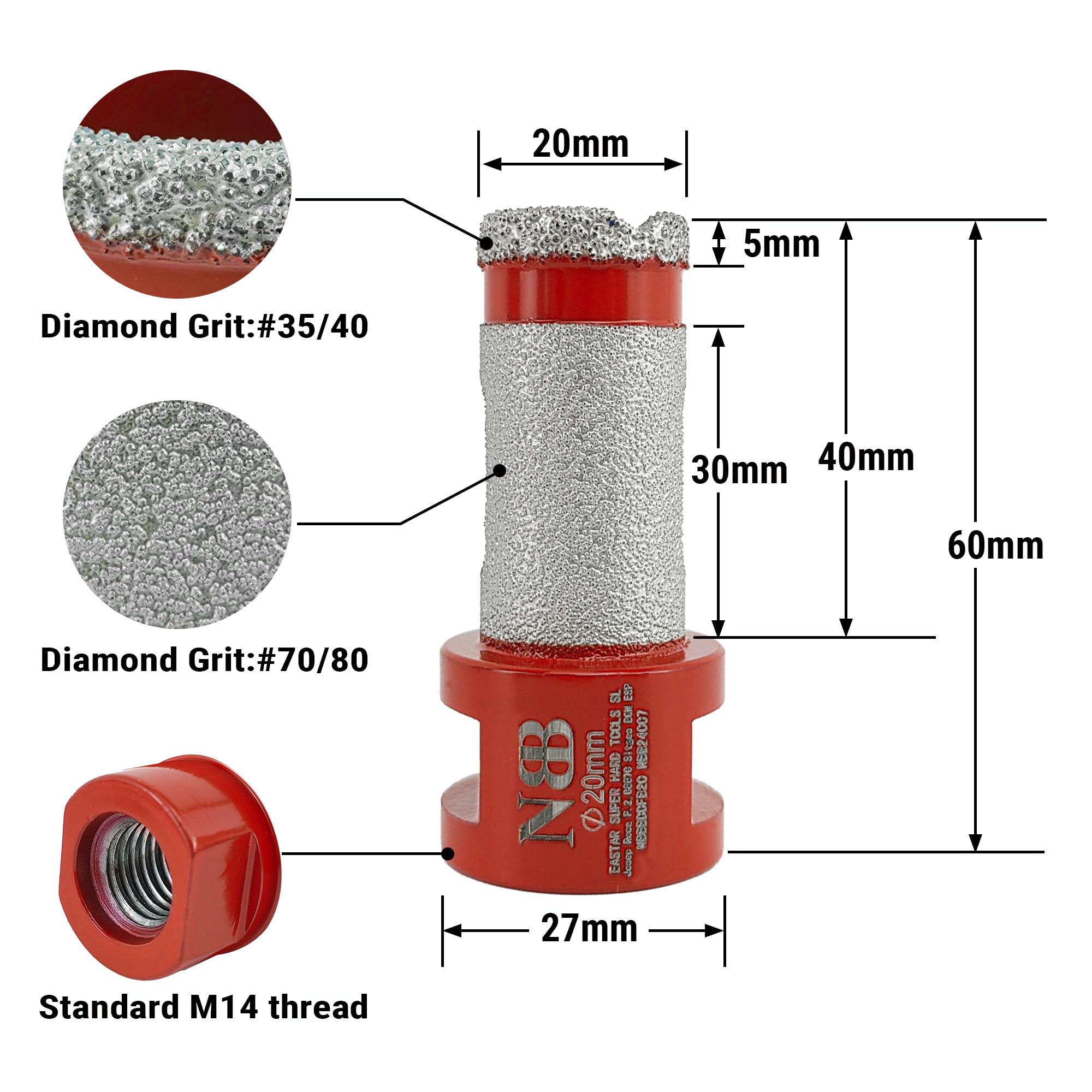 NBB Fraise Diamantée Foret De Chanfreinage Avec M14 Scie Cloche Diamantée Couronne Diamantée Pour Percer Agrandir Et Façonner Porcelaine Carreaux