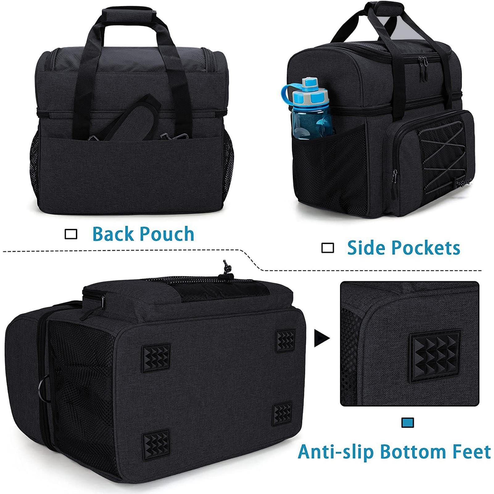 Sac de bowling à 2 balles,Sac de bowling fourre-tout à 2 balles,Sac de bowling fourre-tout avec sangle rembourrée | Porte-balle double sac fourre-tout de bowling avec poche pour 2 boules de bowling