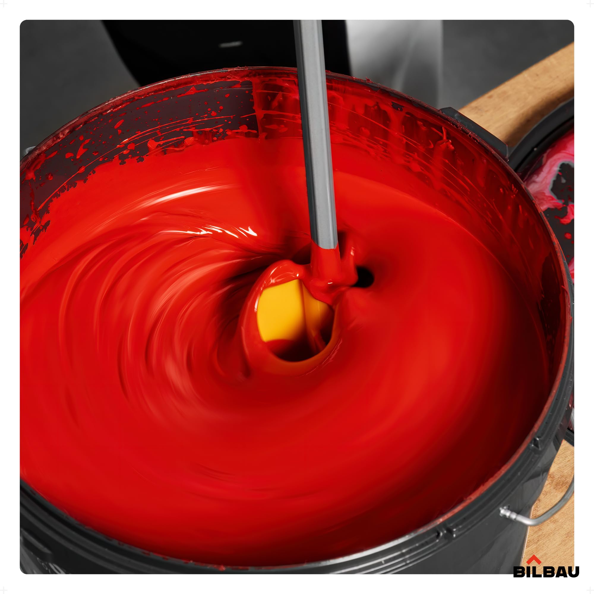 BILBAU Mélangeur de peinture, agitateur HEX pour perceuse, 74 mm x 350 mm, mélangeur PVC pour peintures, vernis, colles, résines, pour les travaux de rénovation