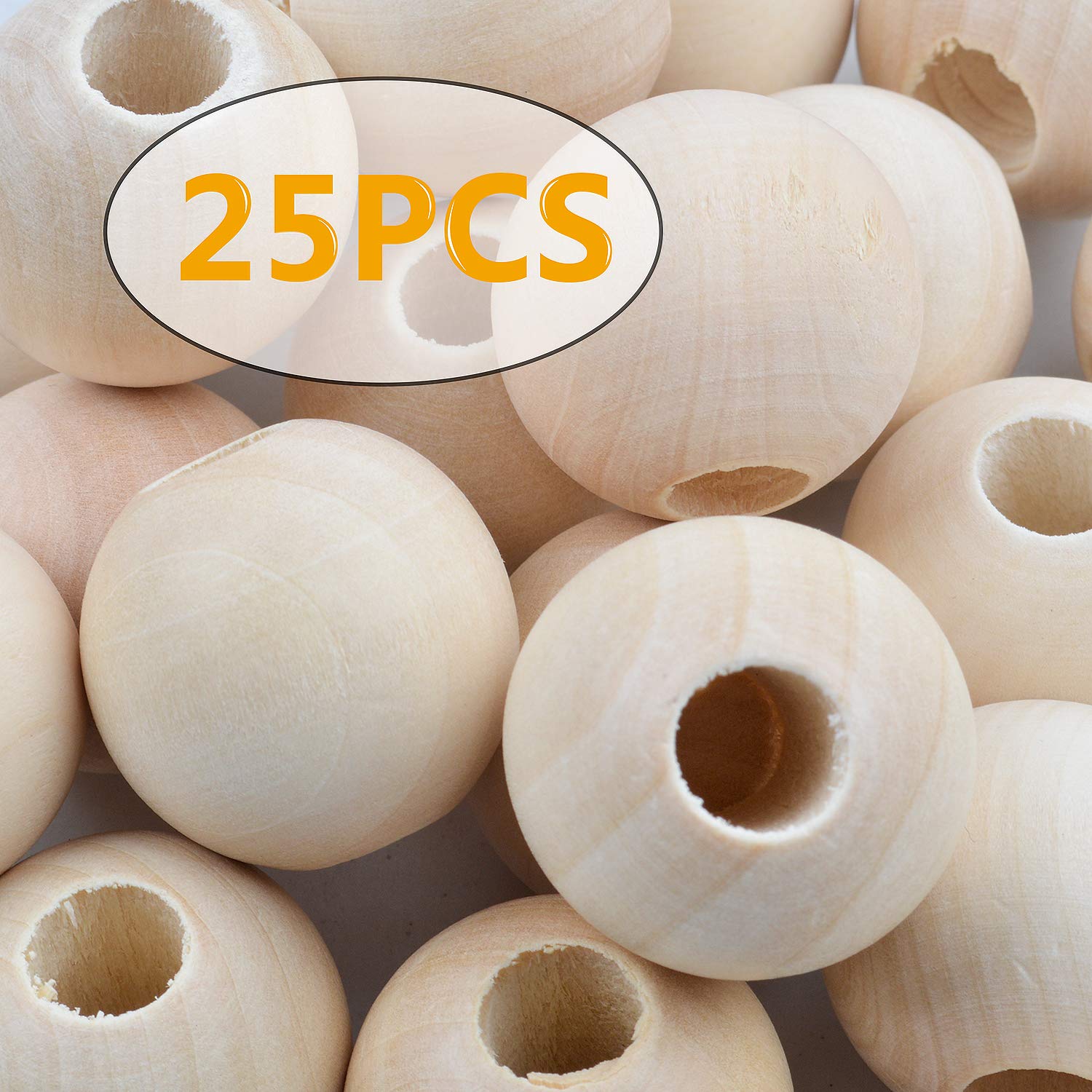 Aylifu Natürliche Holzperlen – 300 Stück, 5 Farben, Loch 4,5 Mm | Große Runde Perlen Für DIY-Schmuck, Haarflechten & Deko