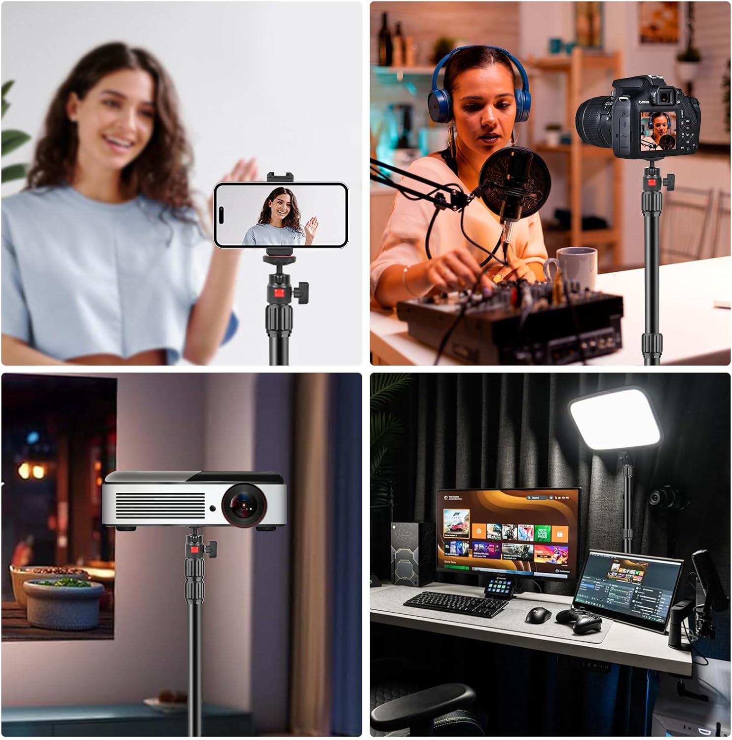 Camera Desk Mount Table Stand with 360° Ball Head, Table Light Stand with 1/4" Screw & C Clamp, Webcam Stand Mount for DSLR Camera Video Light Ring Light Live Streaming Vlog (811002)