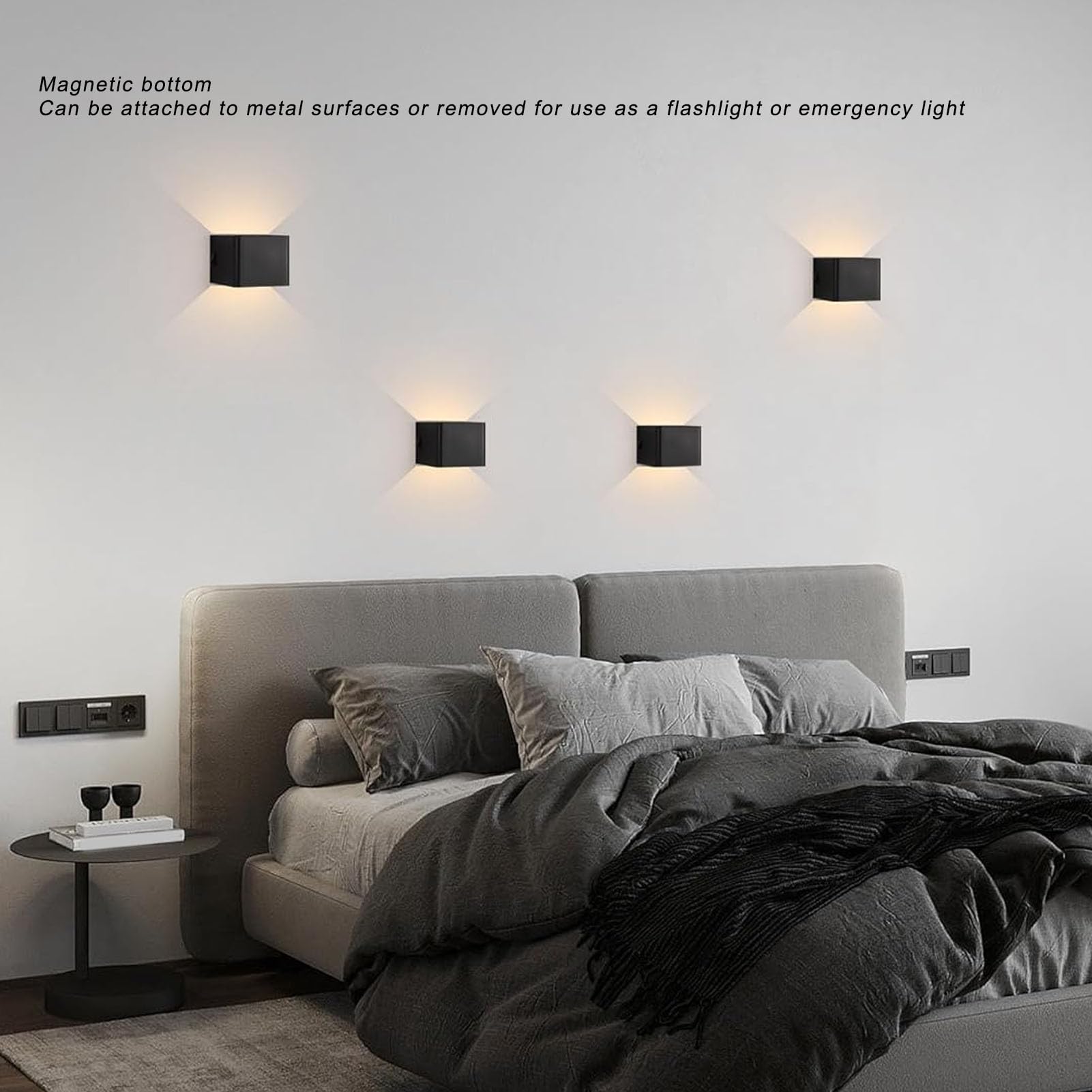 Luce Notturna con Sensore di Movimento, Rilevamento del Movimento su e giù 3 modalità Luminosità Regolabile Lampada da Parete Magnetica con Luce Notturna con Base Magnetica USB per Camera da