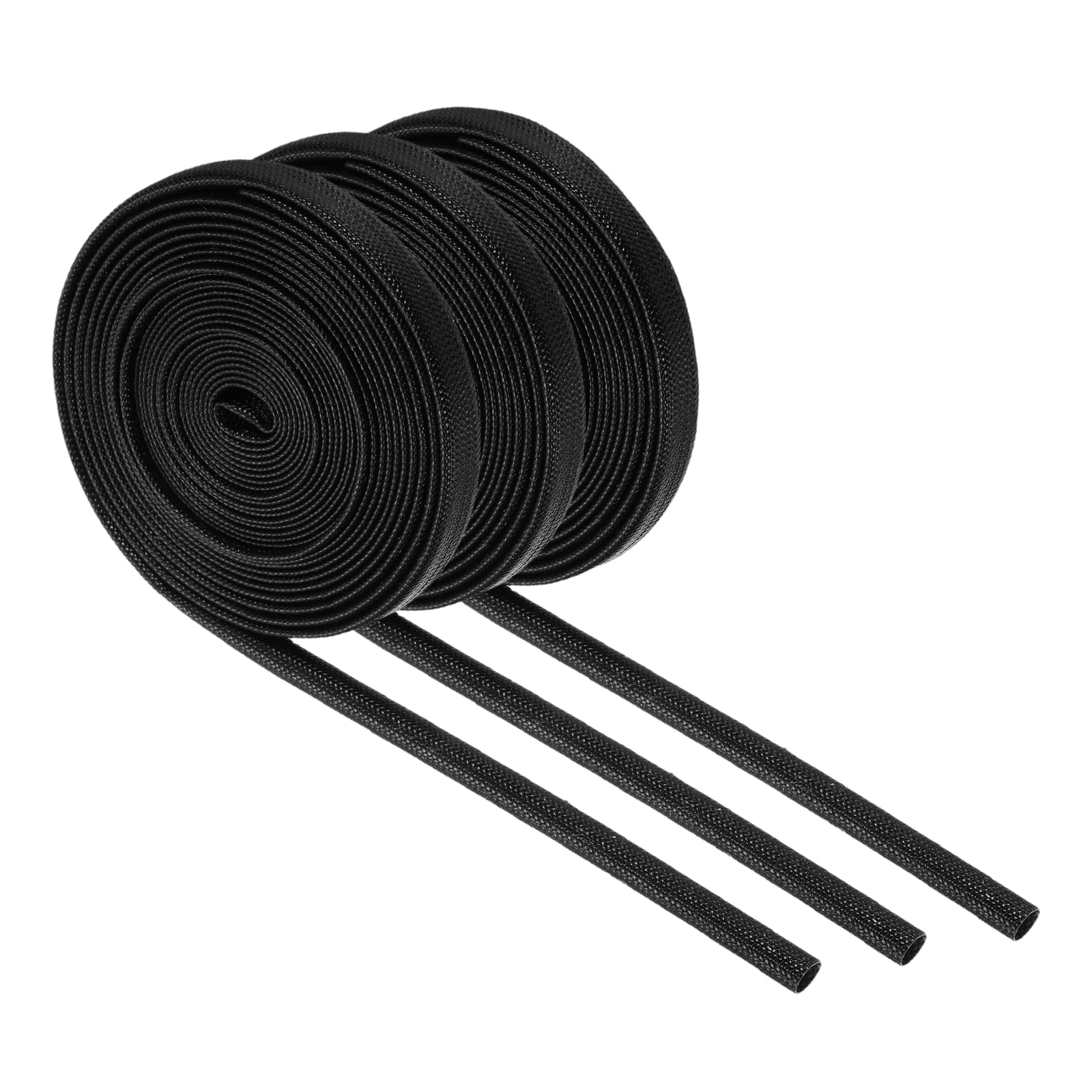 sourcing map 3Pcs Wire Insulation Braid Fire Sleeve,9.8Ft-3mm ID Black, High Temp Silicone Coated Fiberglass Sleeving for Automotive Hose Lines Electrical Wiring