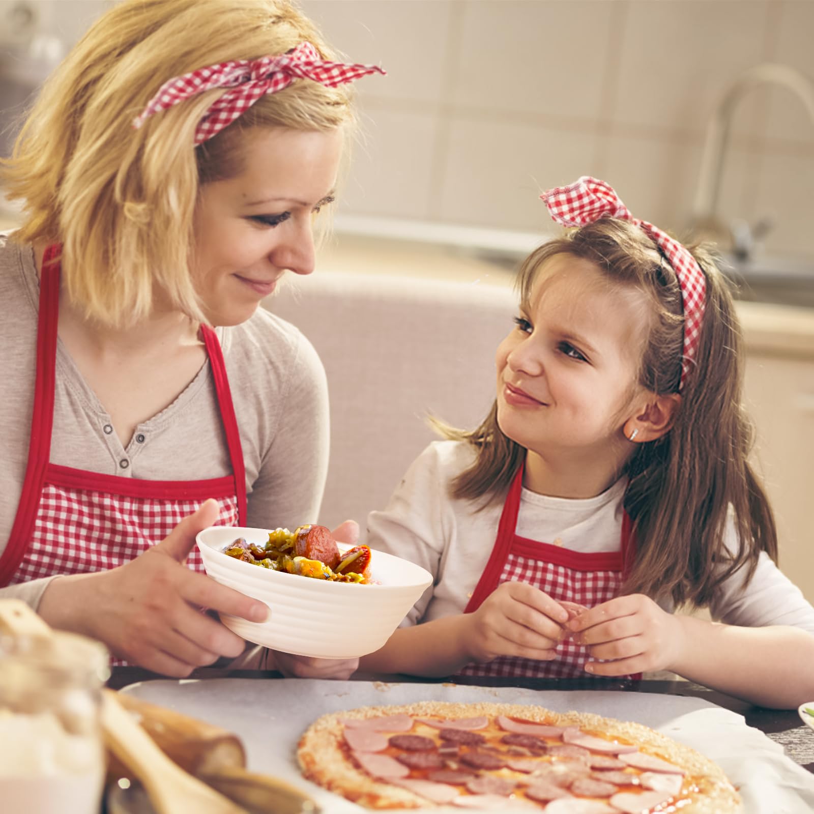 Greentainer Ciotole grandi infrangibili per cereali con coperchio, 750 ml, in plastica leggera, lavabili in lavastoviglie e adatte al microonde, per cereali, insalata, zuppa, noodle, 6 pezzi, colore