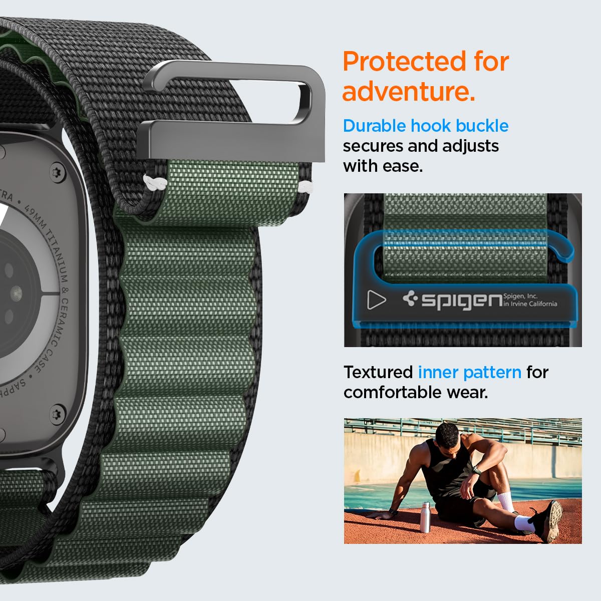 Spigen WBF1 Strap Band for Apple Watch Ultra 3/2/1(49mm), Series 11/10(46mm), Series9/8/7(45mm), SE3/SE2/SE/Series6/5/4(44mm), 3/2/1(42mm), Bold Accent&Airy Comfort — Amazon image 5