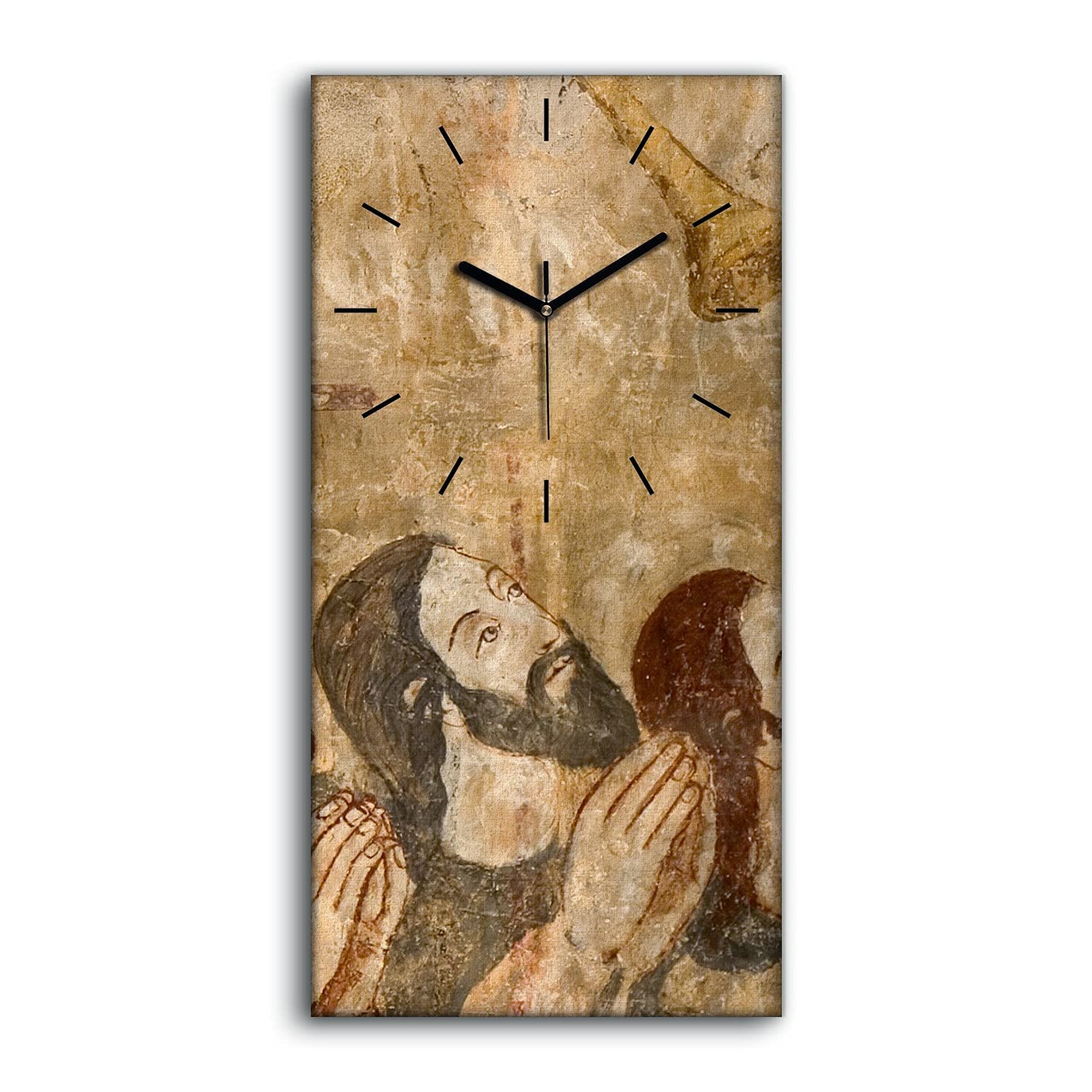 Horloge sur Toile 30x60cm Alquezar Espagne avec aiguilles noires silencieuses Coloray