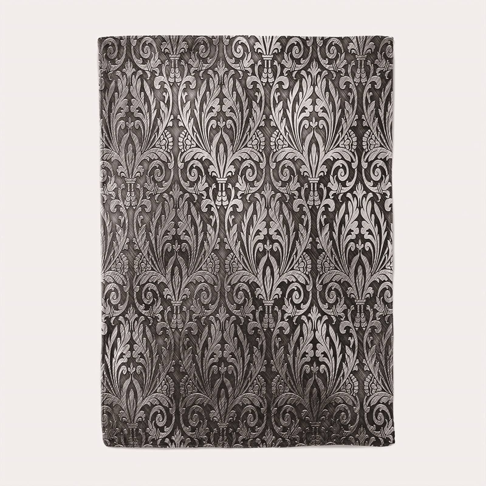 Manta Sofa Invierno Blanca, Manta Viaje Franela Gris Estampado de Flores 160x200CM Blanket Couch Cama Suave Calentita Regalo