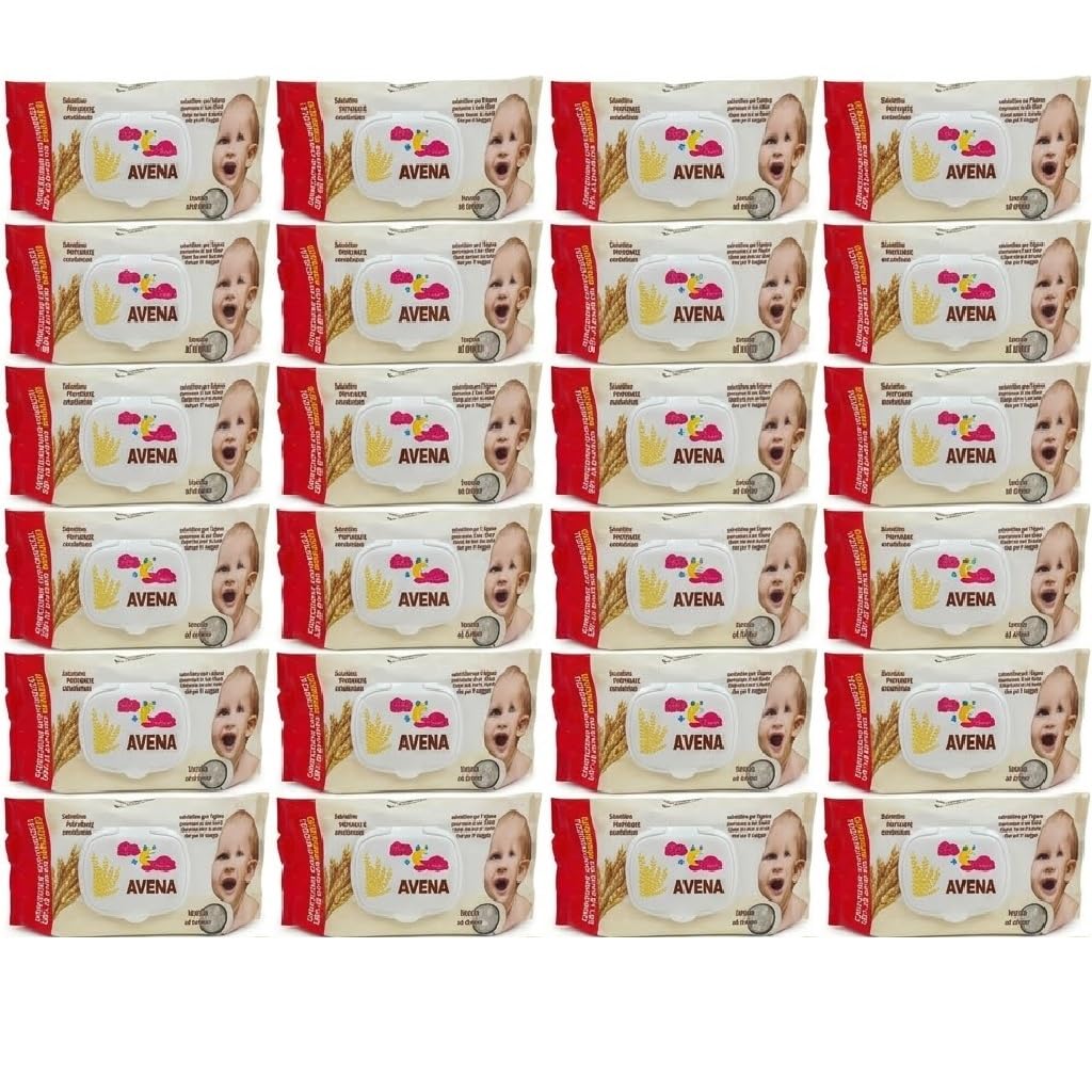 kIT risparmio 1920 Salviette Umidificate profumate all'avenaTessuto Alveare Extradelicato 42gr per baby casa o in viaggio per Neonato Igiene Personale con Chiusura A Clip Salvafreschezza