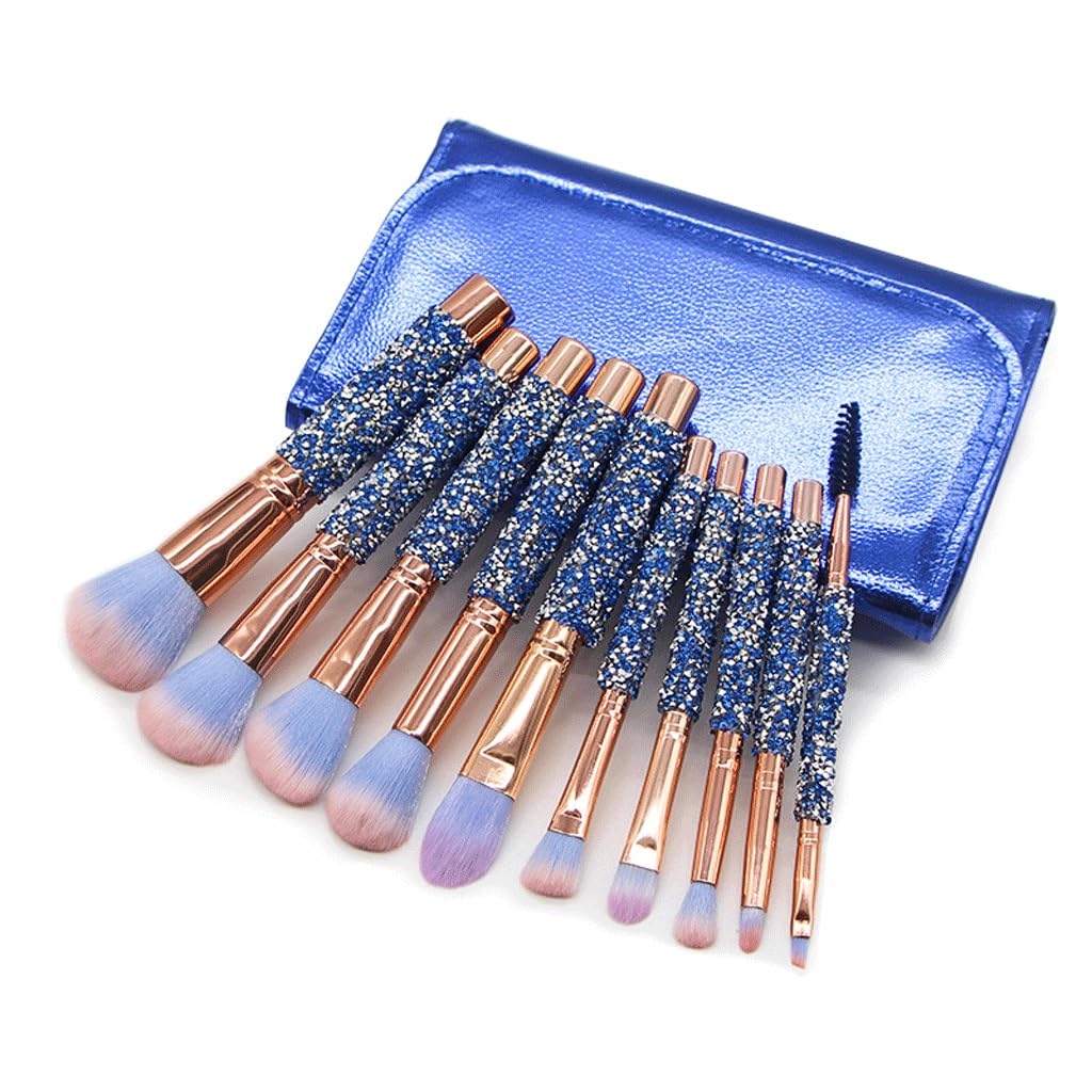 10 Diamond Inlaid Makeup Brushes Set With Bag, Beauty, And Tools