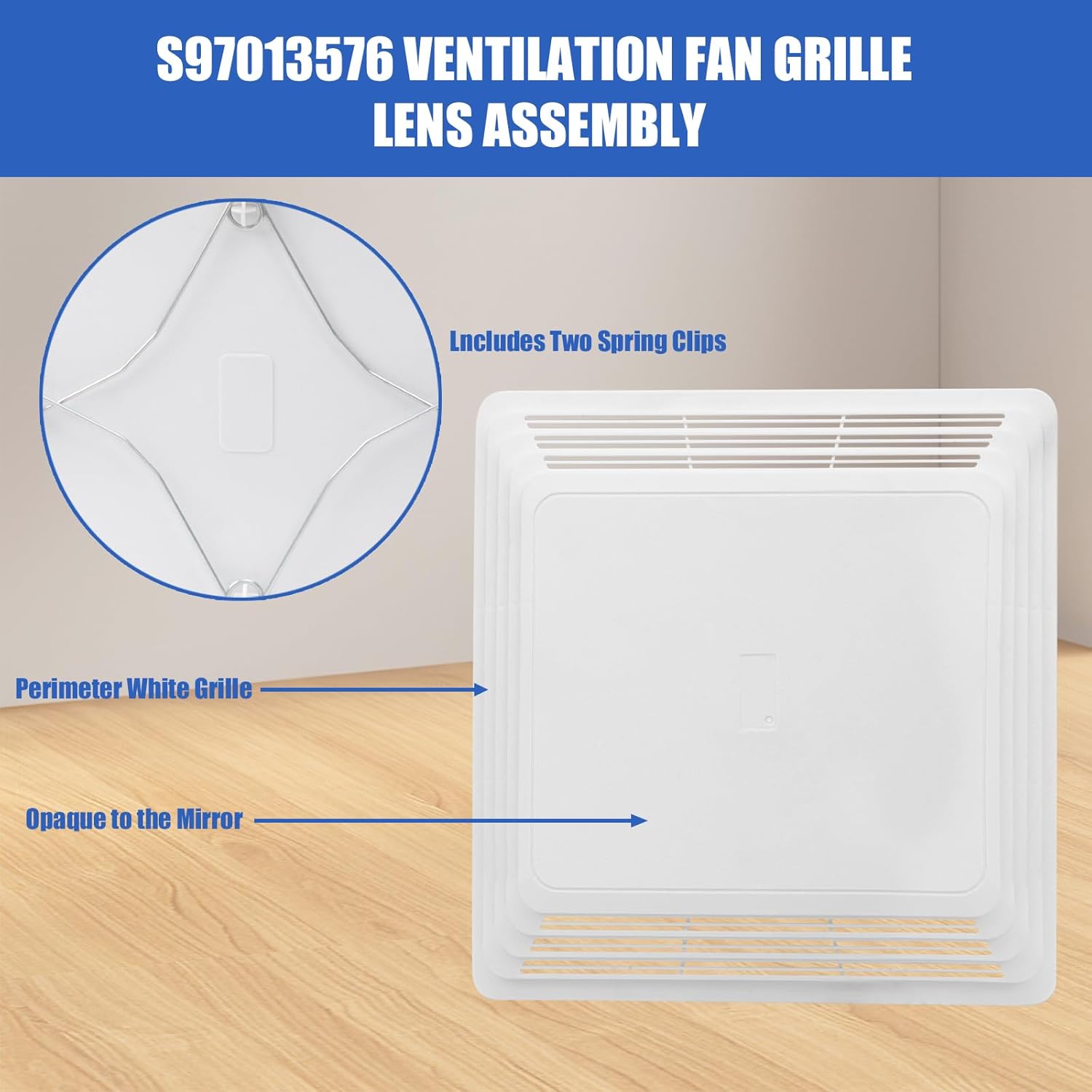 S97013576 Bathroom Fan Grille Cover Opaque White 10.5 x 11 Replacement Part for Universal Broan-NuTone Bathroom Exhaust Fan Cover 2684F 576 676 684 684NT(No Lens)