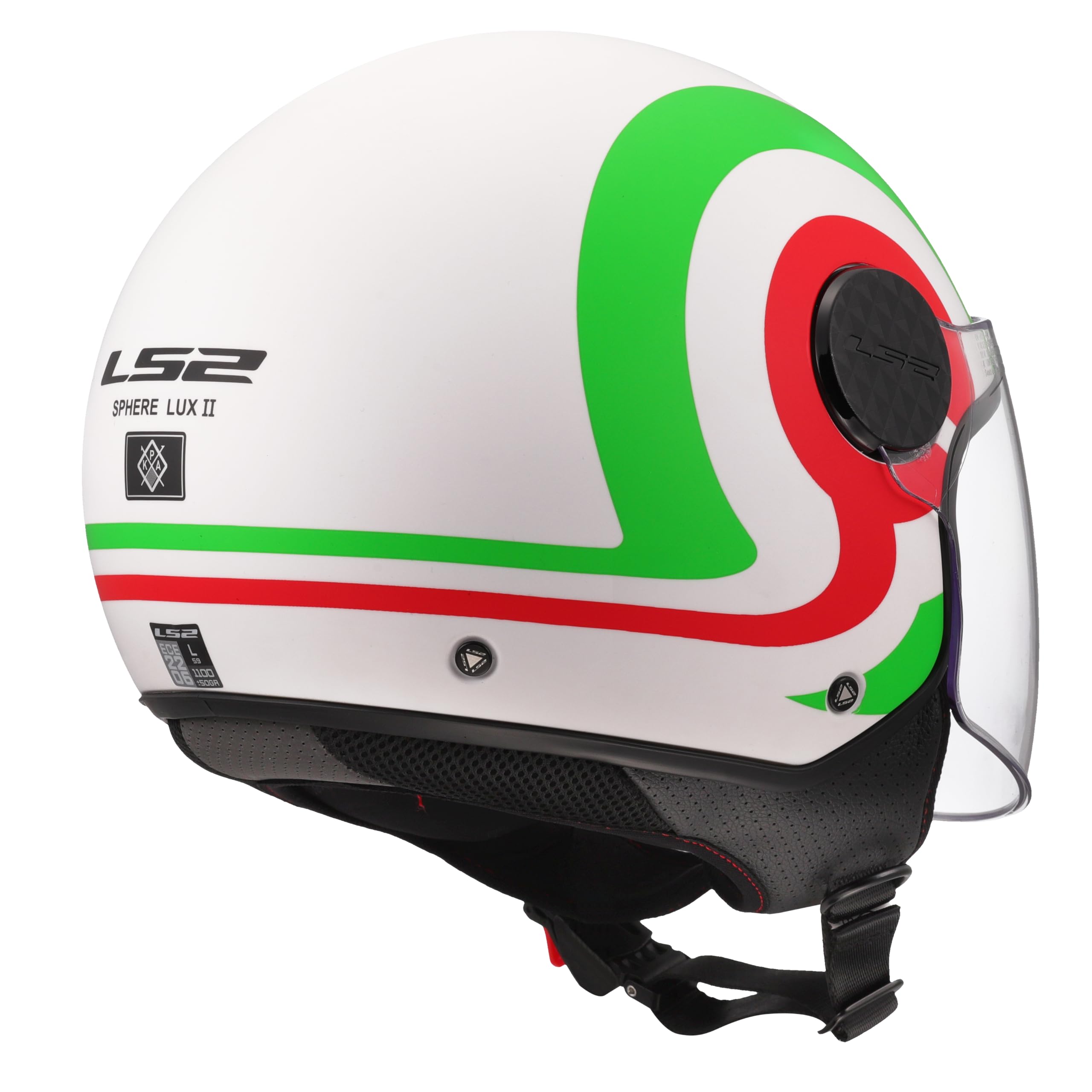 LS2, Kask motocyklowy typu jet SPHERE LUX II URBY biało-zielono-czerwony, rozmiar XL