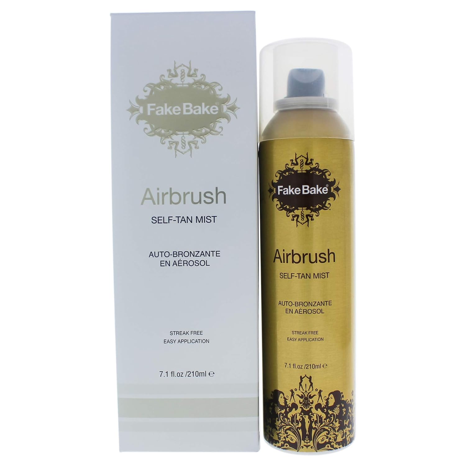 Instant Self Tanning Spray AirBrush by Fake Bake | Fast Drying Formula that Develops the Perfect Golden Bronze Tan in Few Hours | Refined 360˚ Nozzle Gives a Continuous Spray at Any Angle | 7.1 fl oz