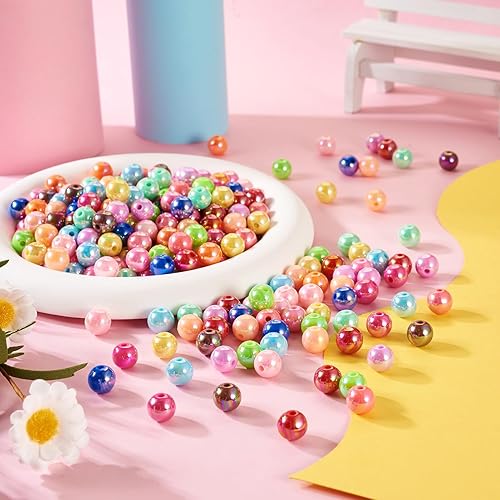 Miniatura 6 de Craftdady 280 cuentas redondas acrílicas de 0.394 pulgadas (0.394 in), cuentas focales de color AB de bola redonda, coloridas cuentas espaciadoras