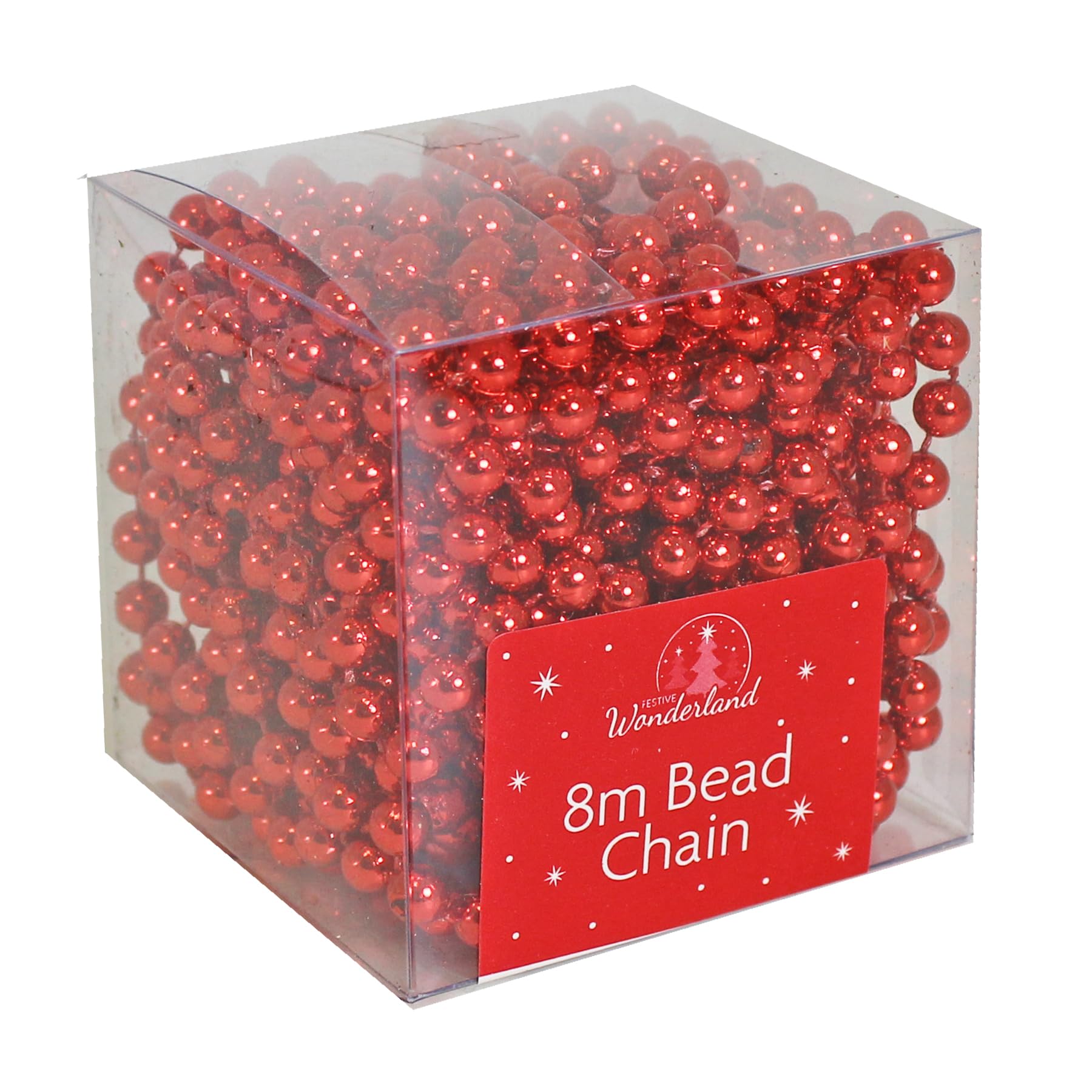 Widdle Gifts Red Christmas Luxury 8 Metre Bead Chain Garland Decoration Xmas Tree Hanging Ornaments (Red)