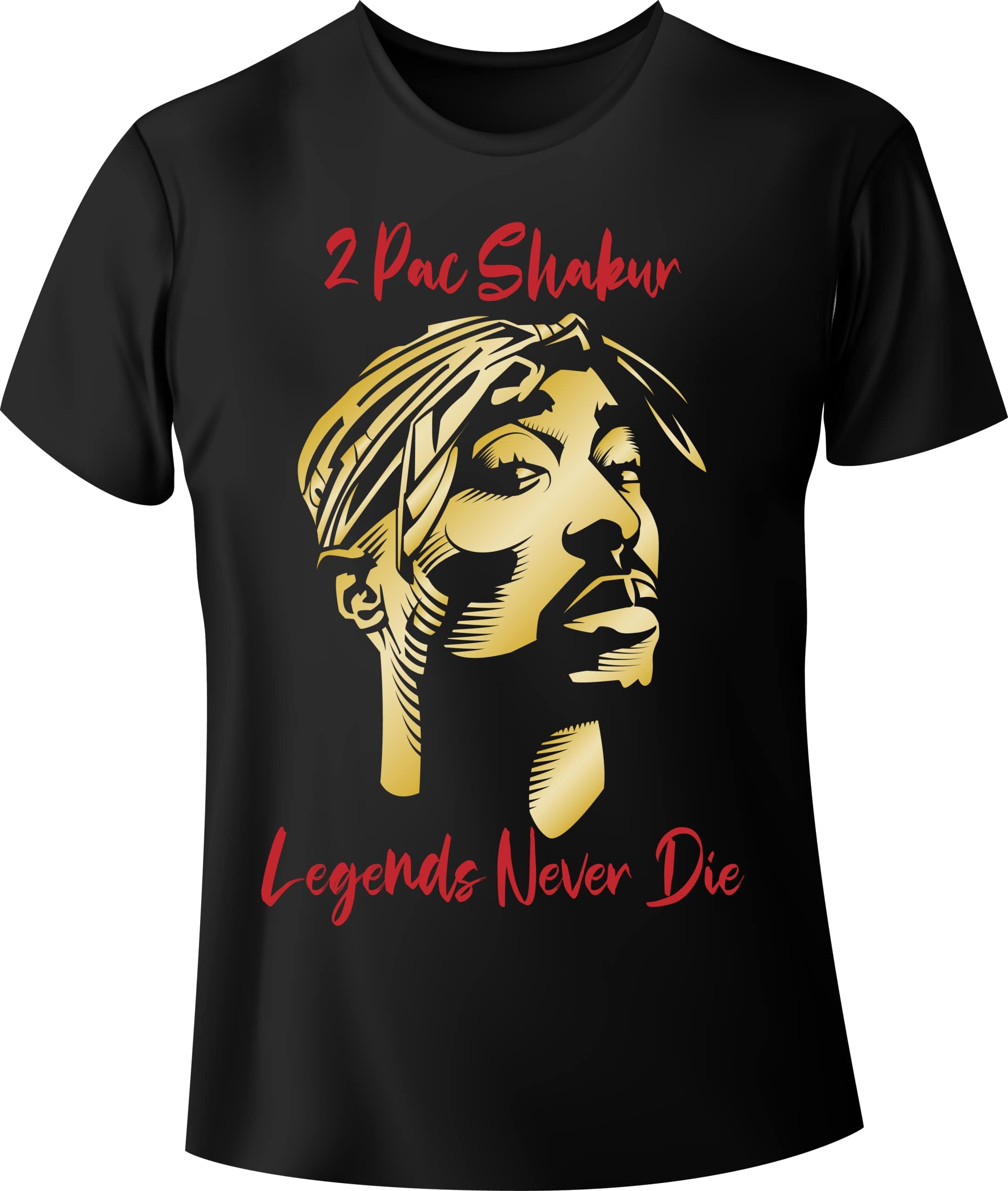Emirates StreetwearTupac Shakur, Legends Never Die, Rap, HipHop T-Shirt, 100% Cotton, D-0004