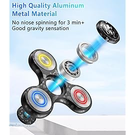 ATESSON Metal Fidget Spinner Toys for Adults Kids ADHD Stress Anxiety Relief Fidget Toys for Kids 8-12 with High-Speed Stainless Steel Bearing Light Up Silent Fidget Spinners with Fluorescent