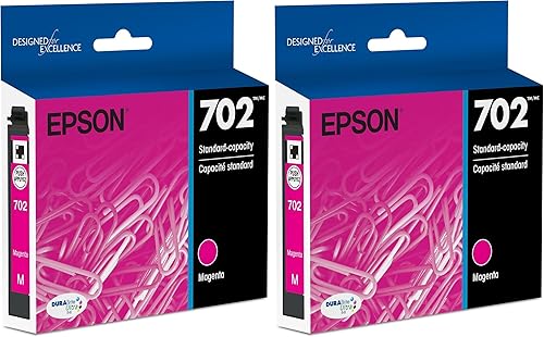 Epson T702 DURABrite Ultra - Cartucho magenta de capacidad estándar (T702320-S) para impresoras Workforce Pro (2 unidades)