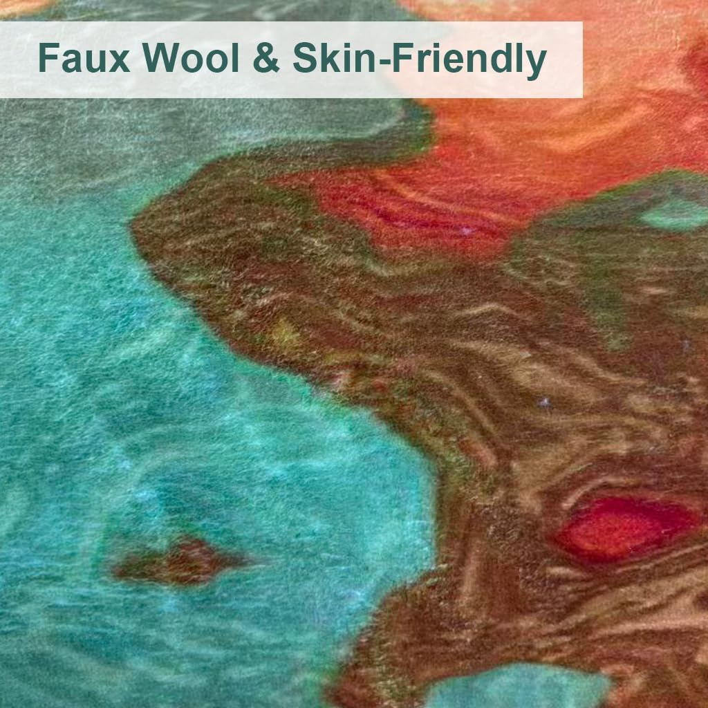 Sage Green Orange Modern Abstract Marble Textured Area Rug 5x7 Vibrant Unique Art Decor Rug for Living Room Bedroom Diningroom Soft Wool Washable No Slip Home Office Dorm Nursery Carpet