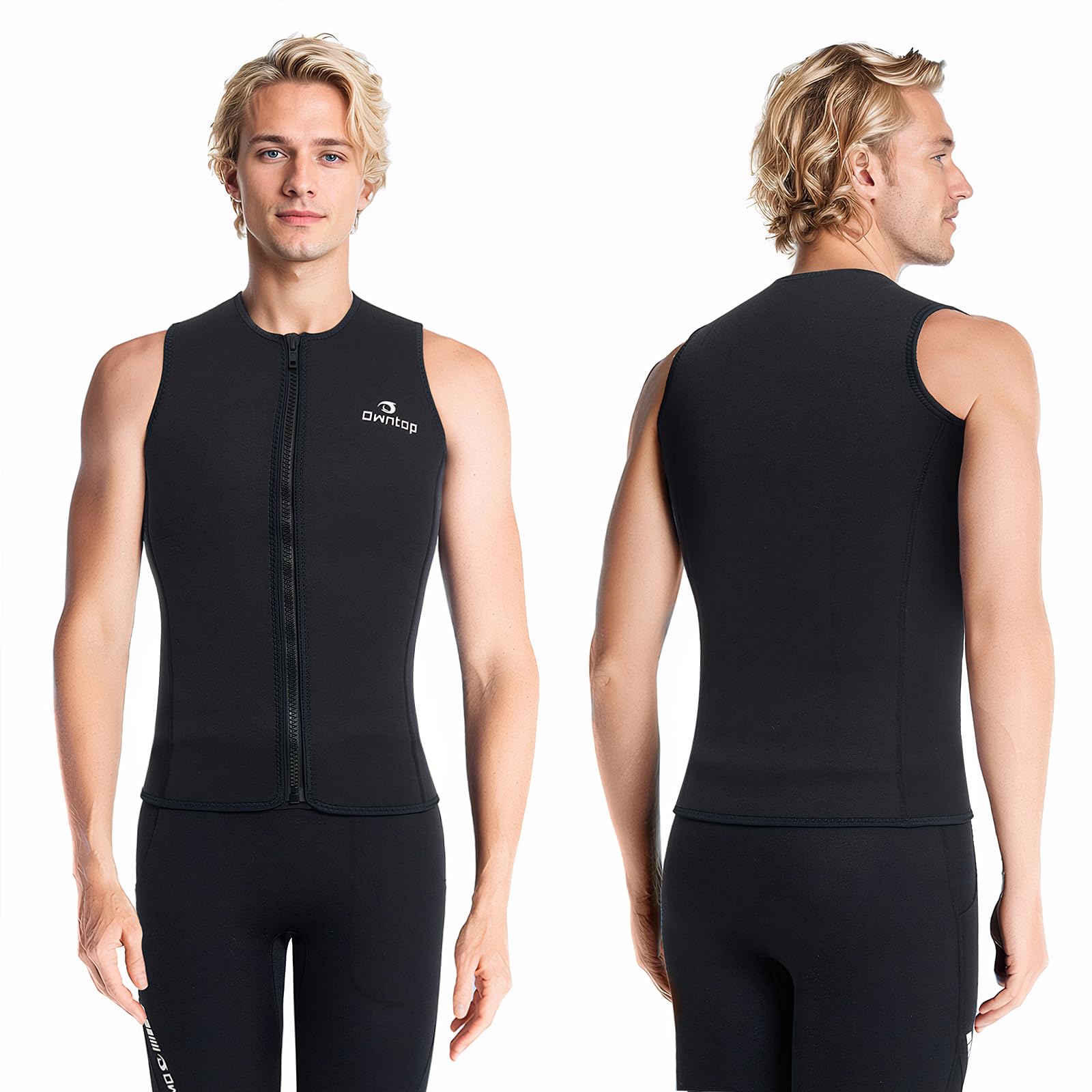 Owntop Haut de combinaison de plongée pour homme et femme | Gilet thermique sans manches en néoprène de 3 mm | Veste de plongée chaude et confortable | Surf, plongée avec tuba, natation, plongée