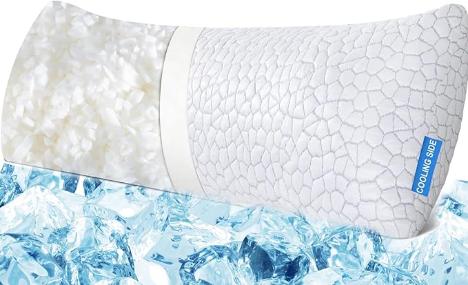 QUTOOL Luxury Cooling Body Pillows for Adults, Adjustable Loft Shredded Memory Foam Full Body Pillow, Long Pillow for Bed with Removable Double-Sided Soft & Cool Cover, White (18"x51")