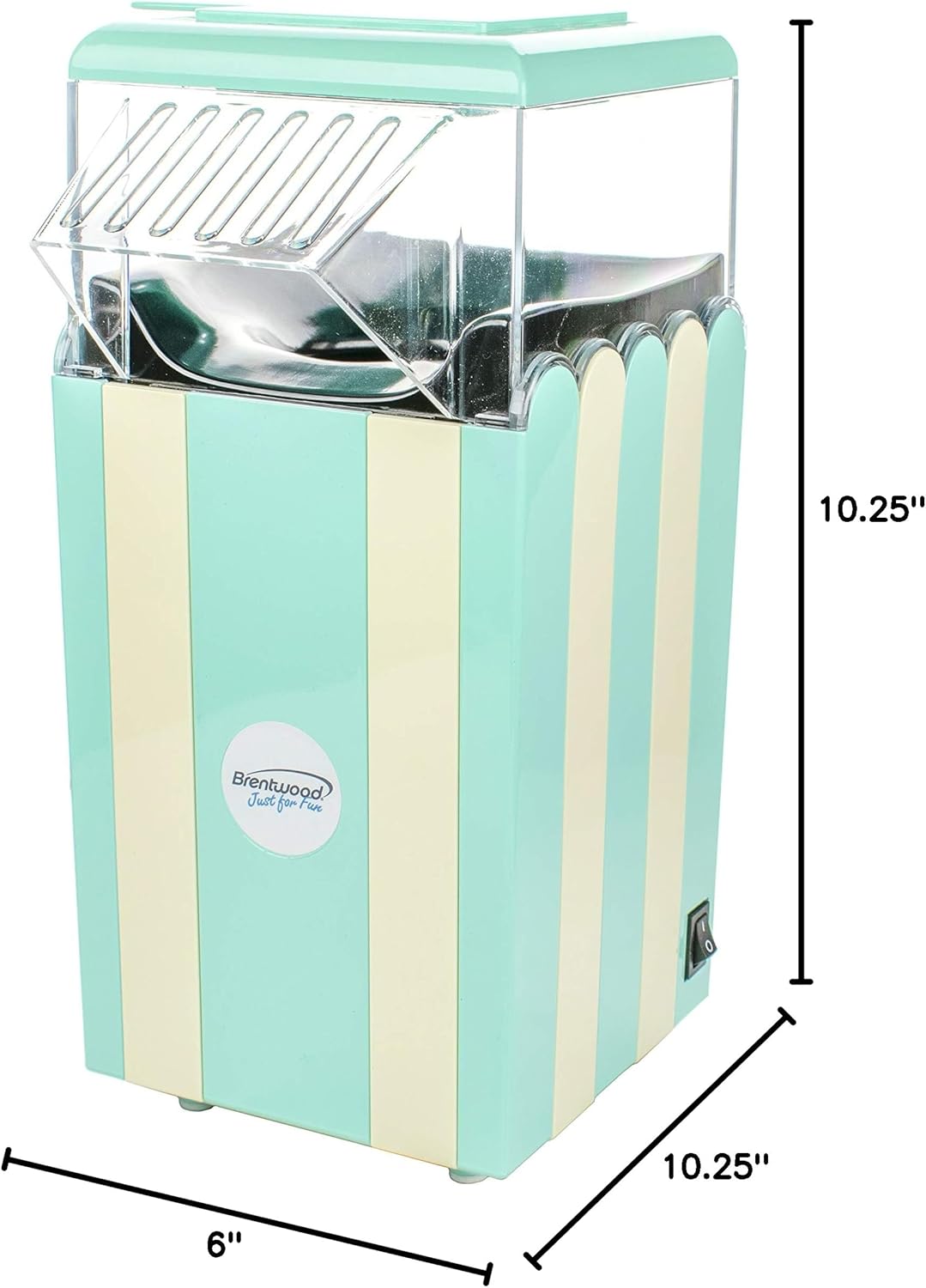 Brentwood PC-488BL Classic Striped 8-Cup Hot Air Popcorn Maker, Blue