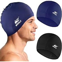Swim Cap - Satin-Lined High Elasticity - Breathable Comfort Large Unisex Swim Cap, Suitable for Short and Long Hairstyles 2-Pack