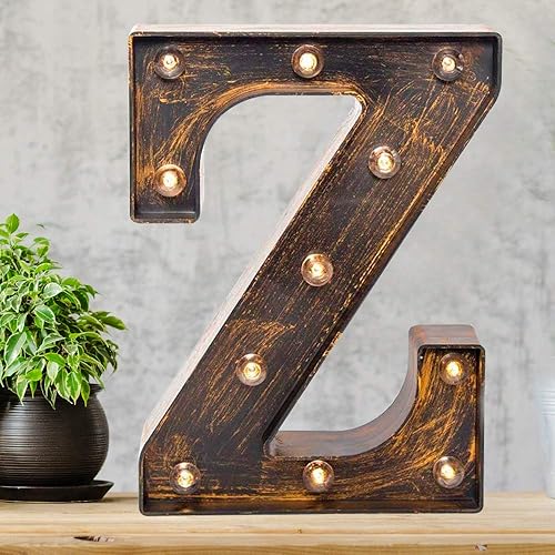 Miniatura 7 de Pooqla Letras vintage de marquesina iluminadas con luces, estilo industrial iluminado, letras del alfabeto iluminadas, para cafetería, apartamento,