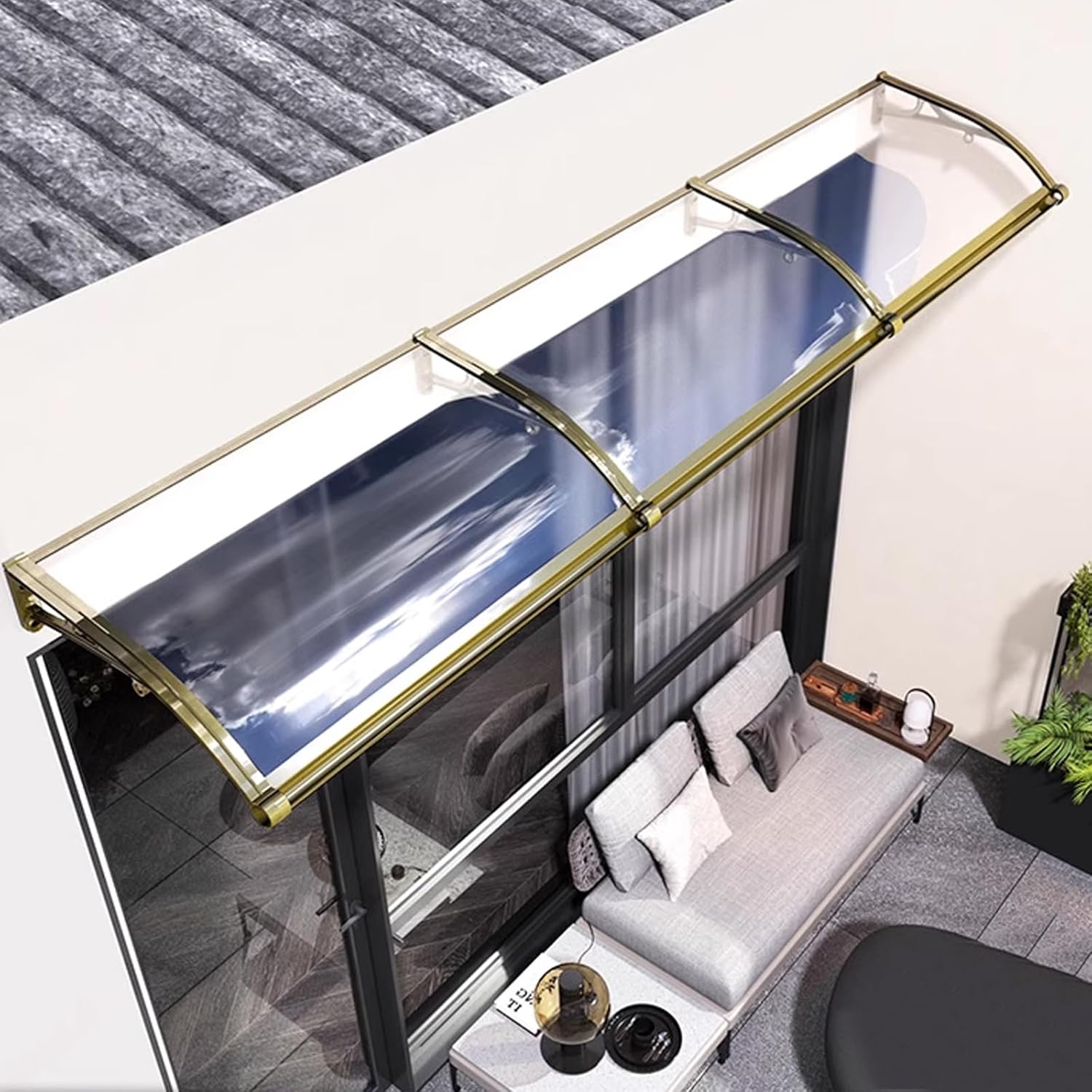 Sink Front Door Canopy Awning Shelter,Transparent Polycarbonate Cover,Silent Self-Cleaning Garden Patio Porch Awning,60/80/100/120/150cm Arched Window Awning Rain Shelter Cover (80x80cm/31 x