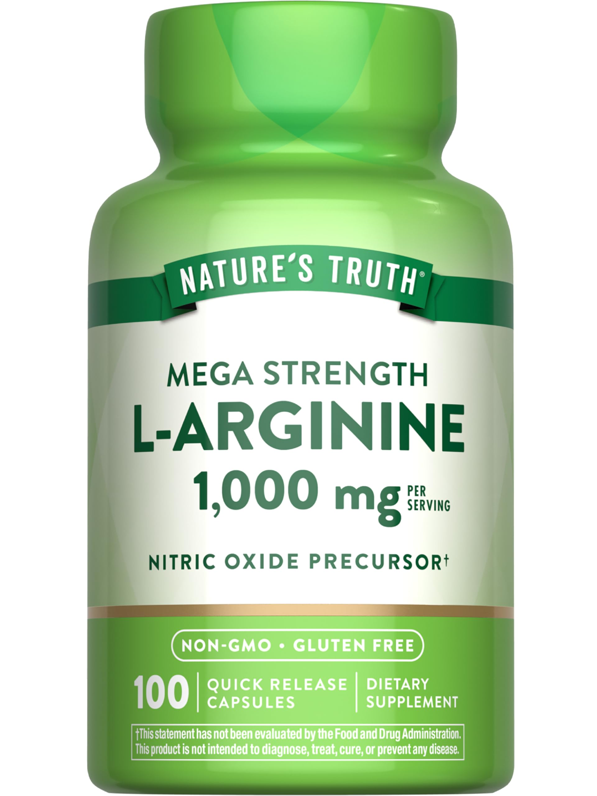 L-Arginine 1000mg | 100 Capsules | Mega Strength | Non-GMO & Gluten Free Supplement