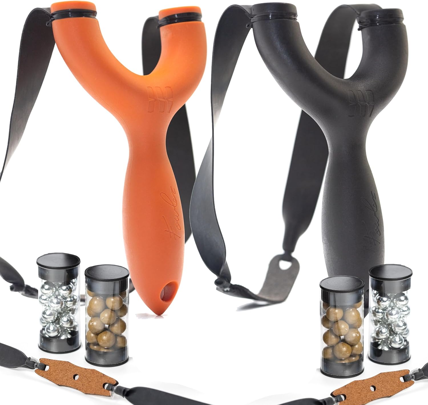 SimpleShot Sparrow Slingshot Kit (Orange & Black) Bundle, with Clay & Steel Ammo, 2X Targets, and 4X Bands